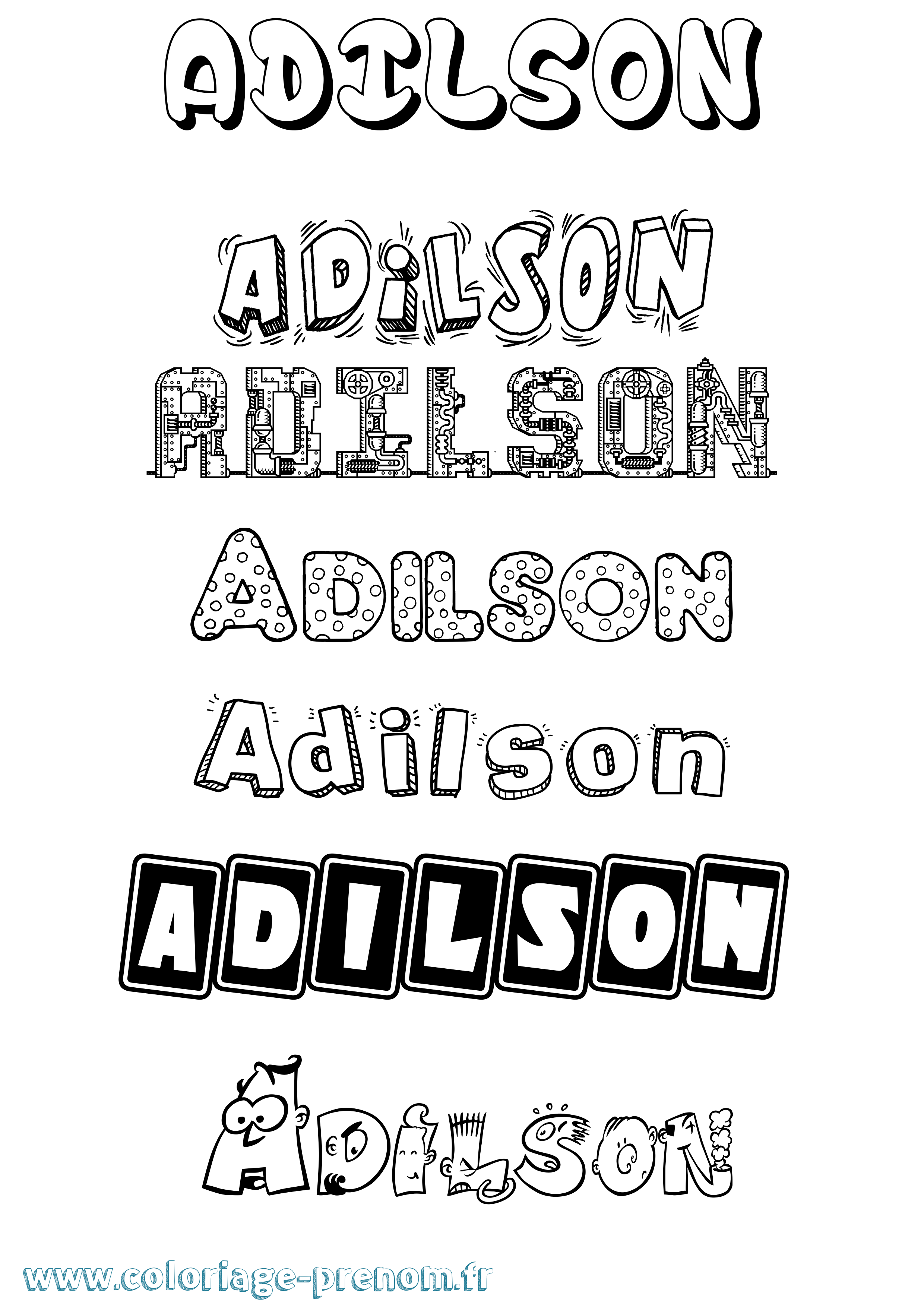 Coloriage prénom Adilson Fun