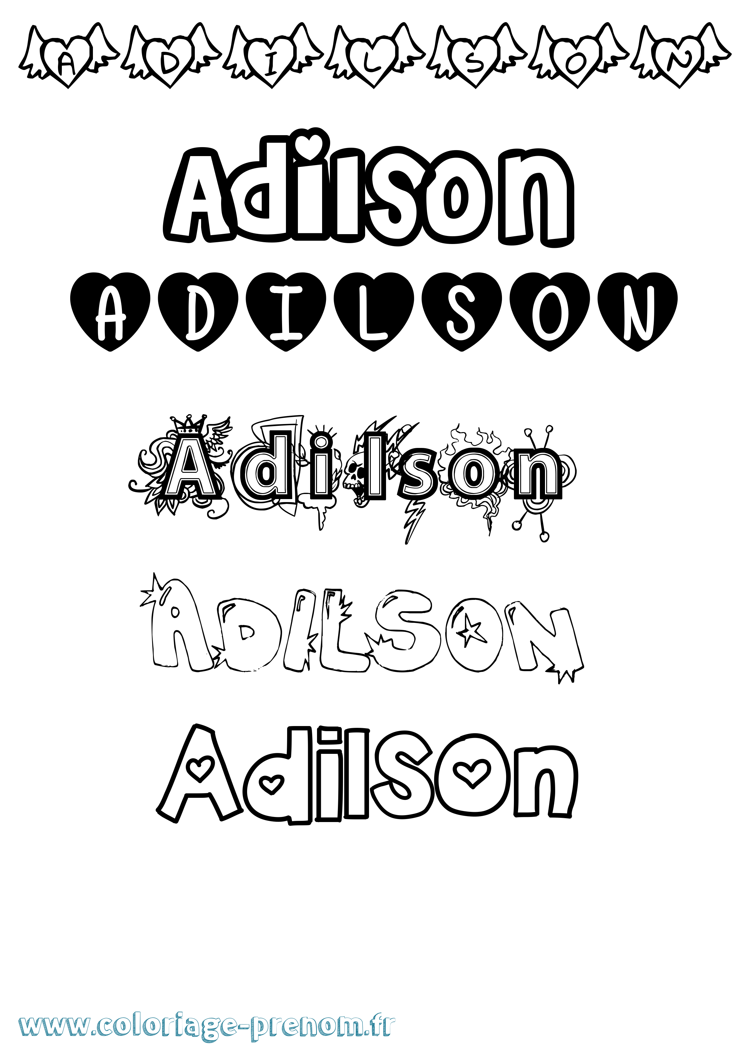Coloriage prénom Adilson Girly
