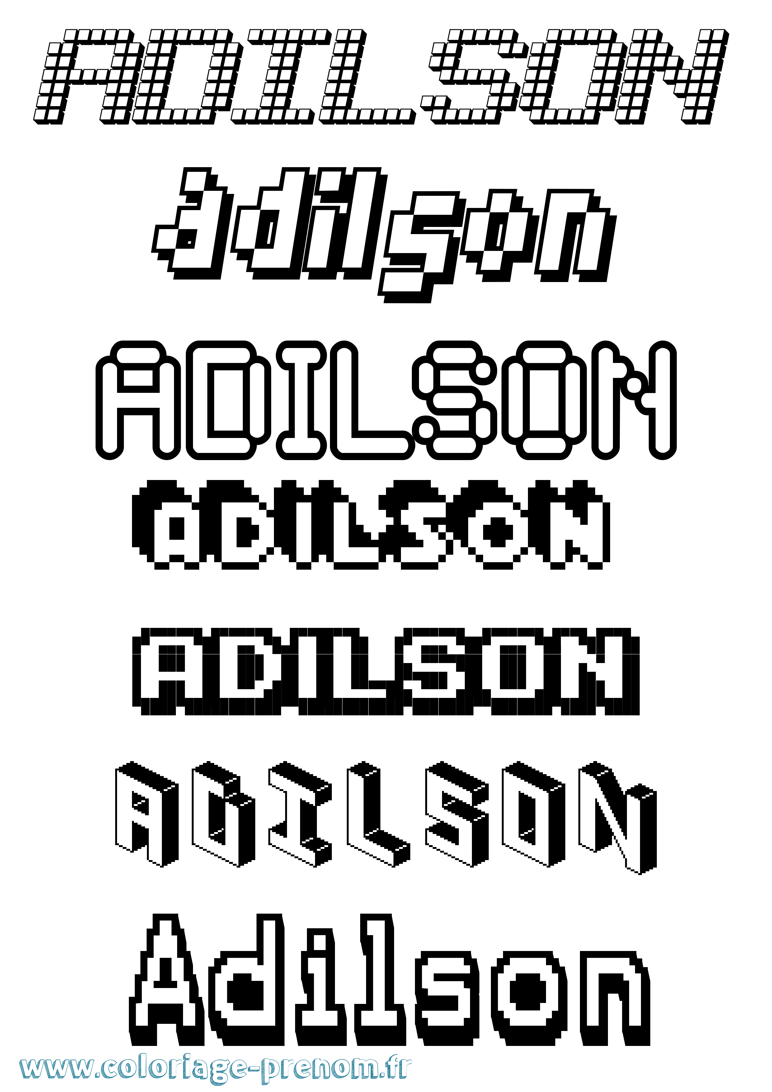 Coloriage prénom Adilson Pixel
