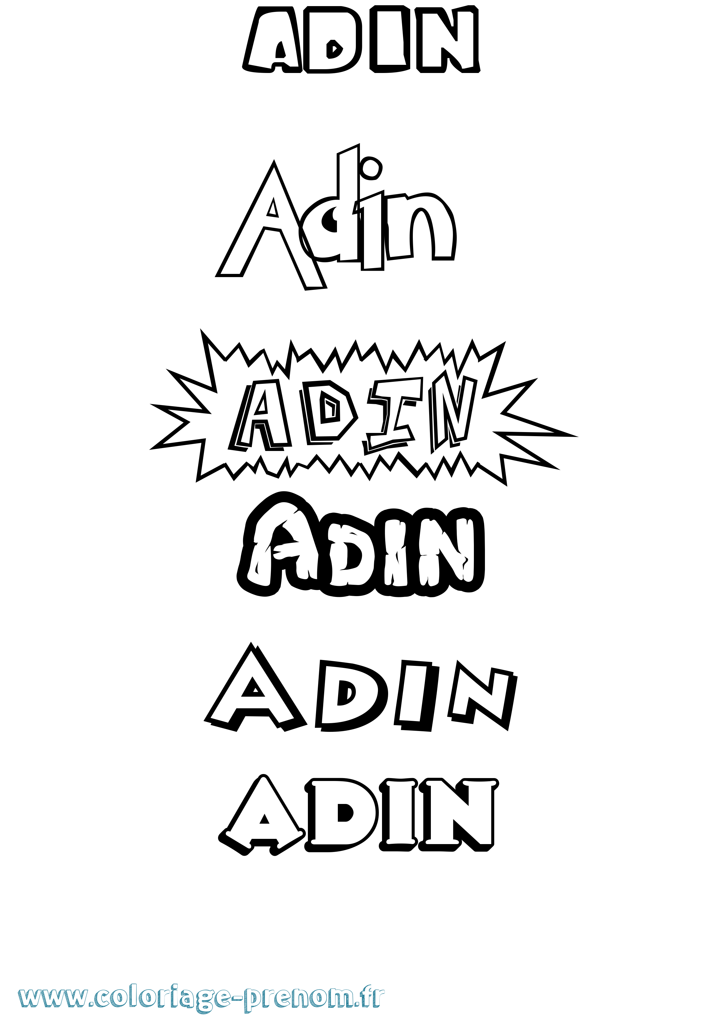 Coloriage prénom Adin Dessin Animé