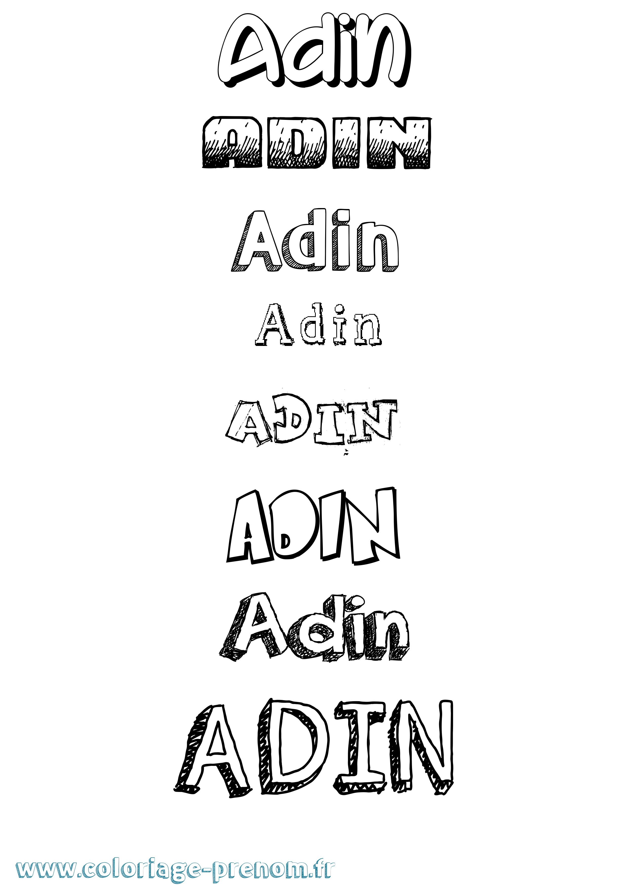 Coloriage prénom Adin Dessiné