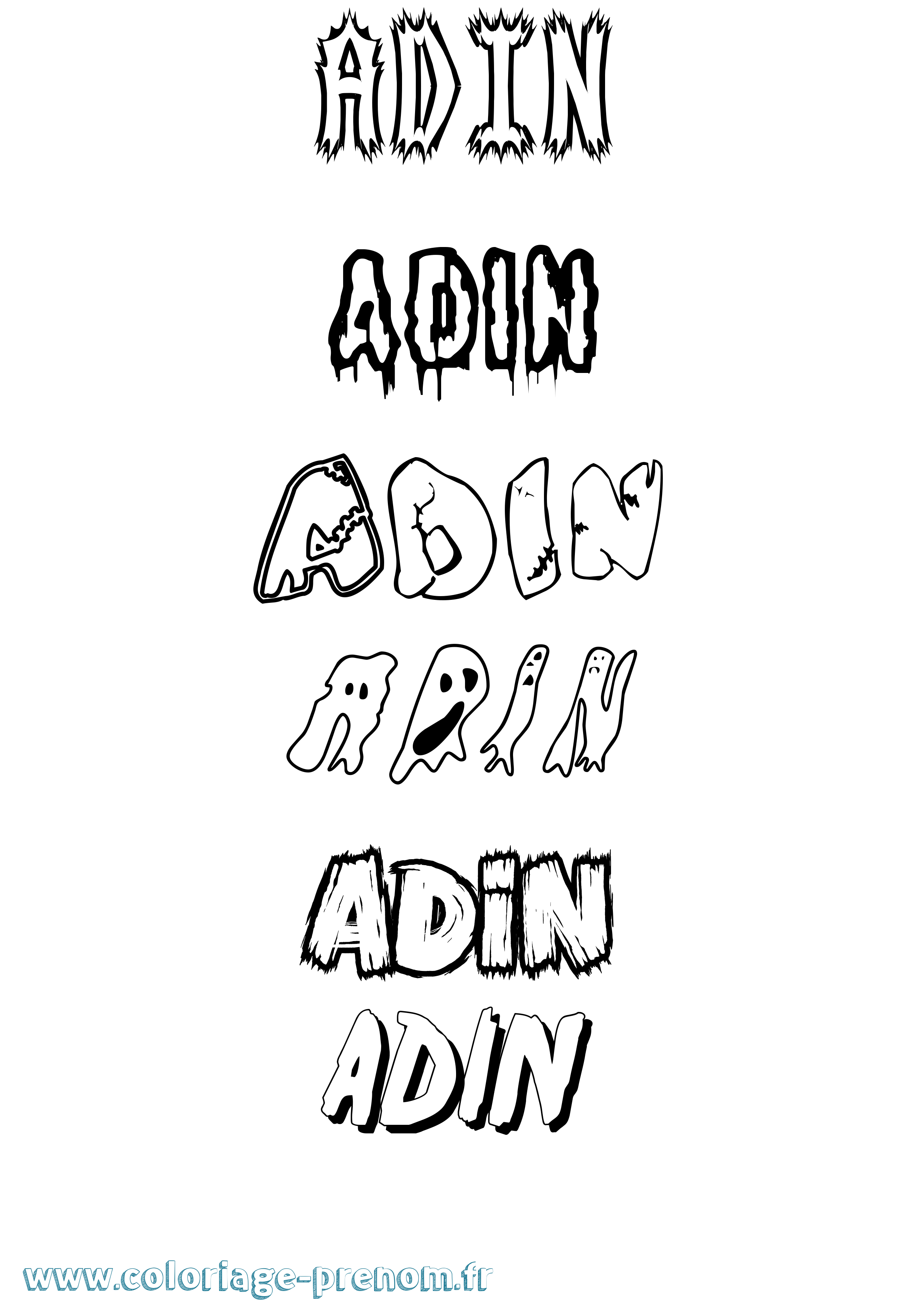Coloriage prénom Adin Frisson