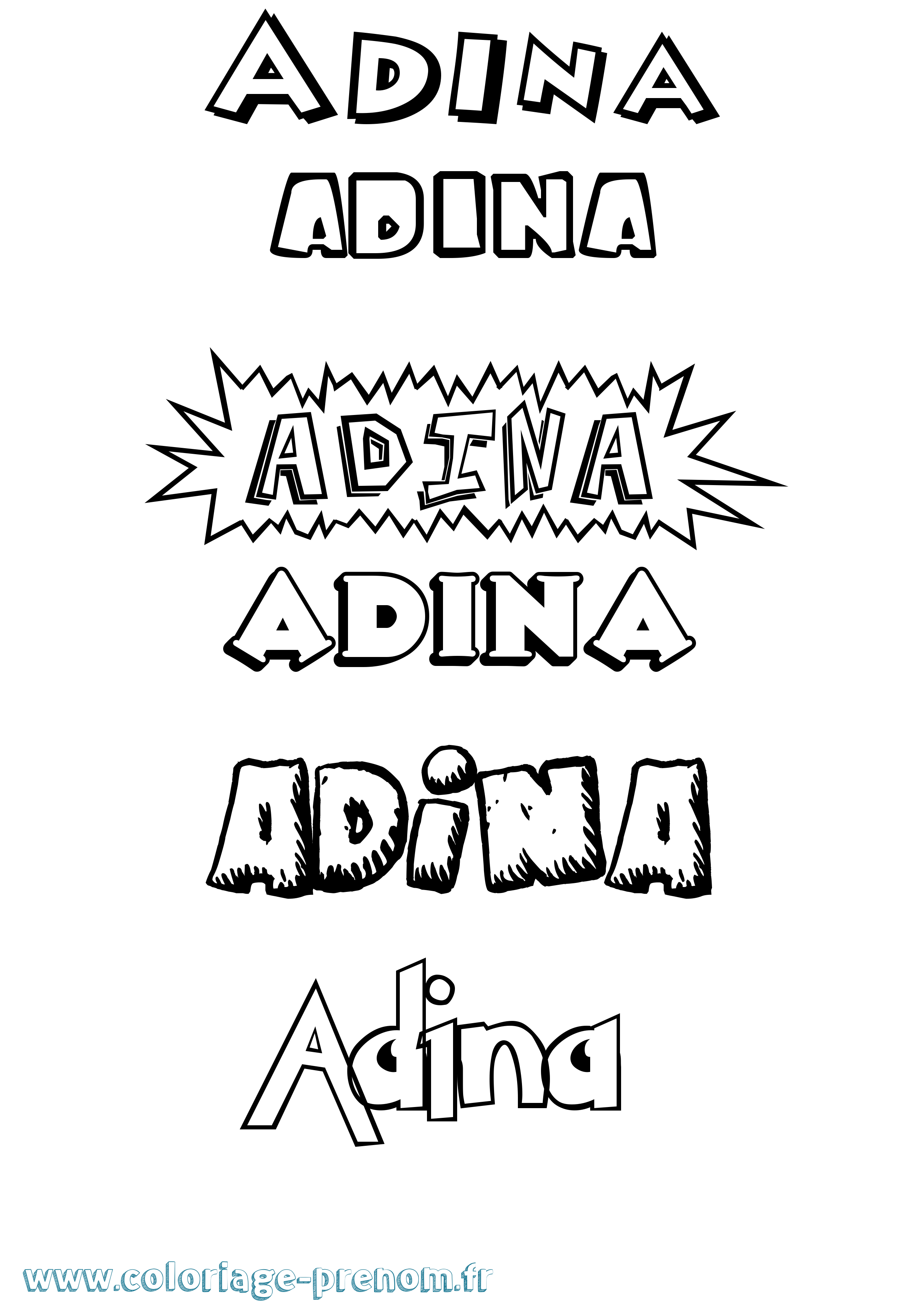 Coloriage prénom Adina Dessin Animé