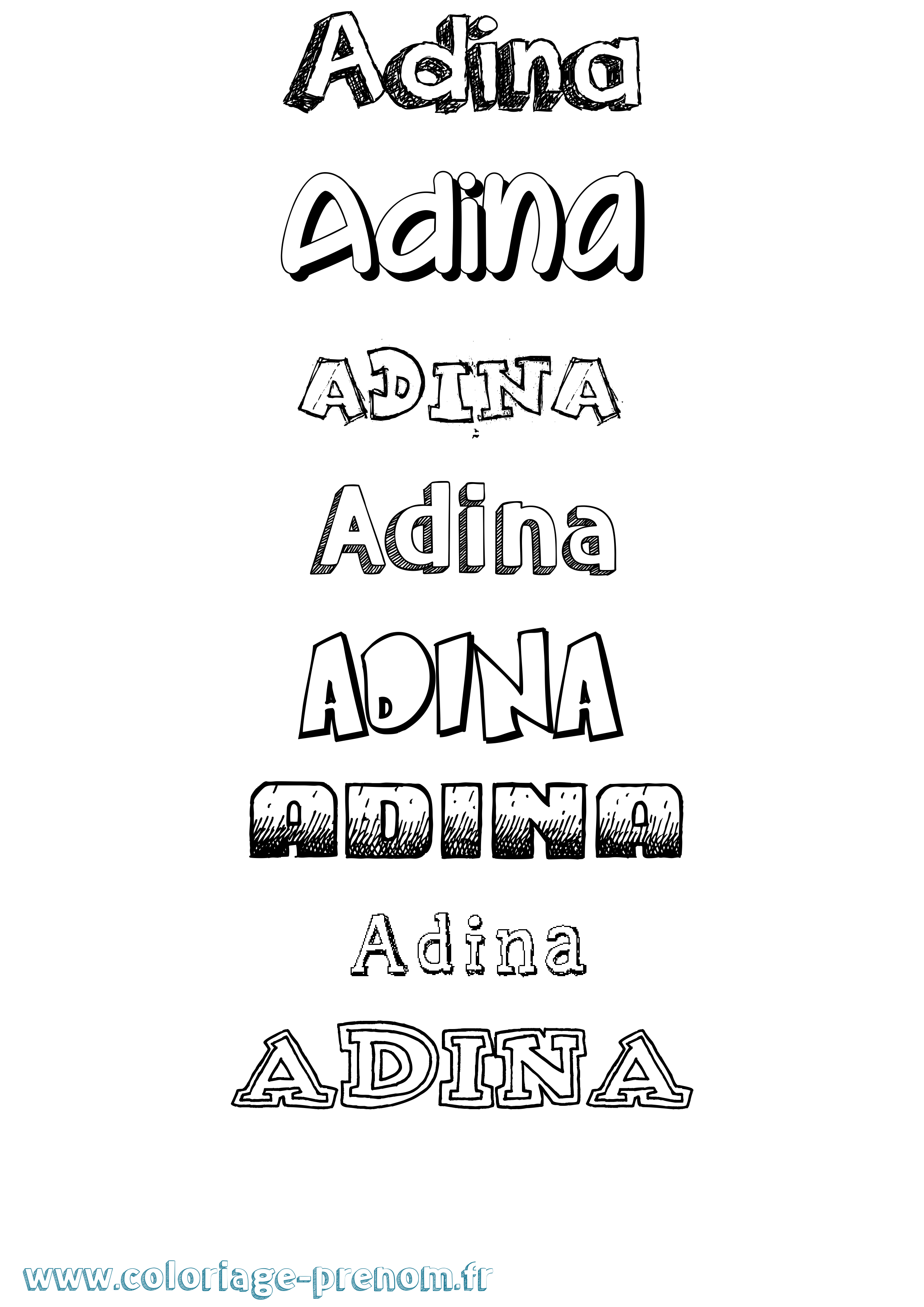 Coloriage prénom Adina Dessiné