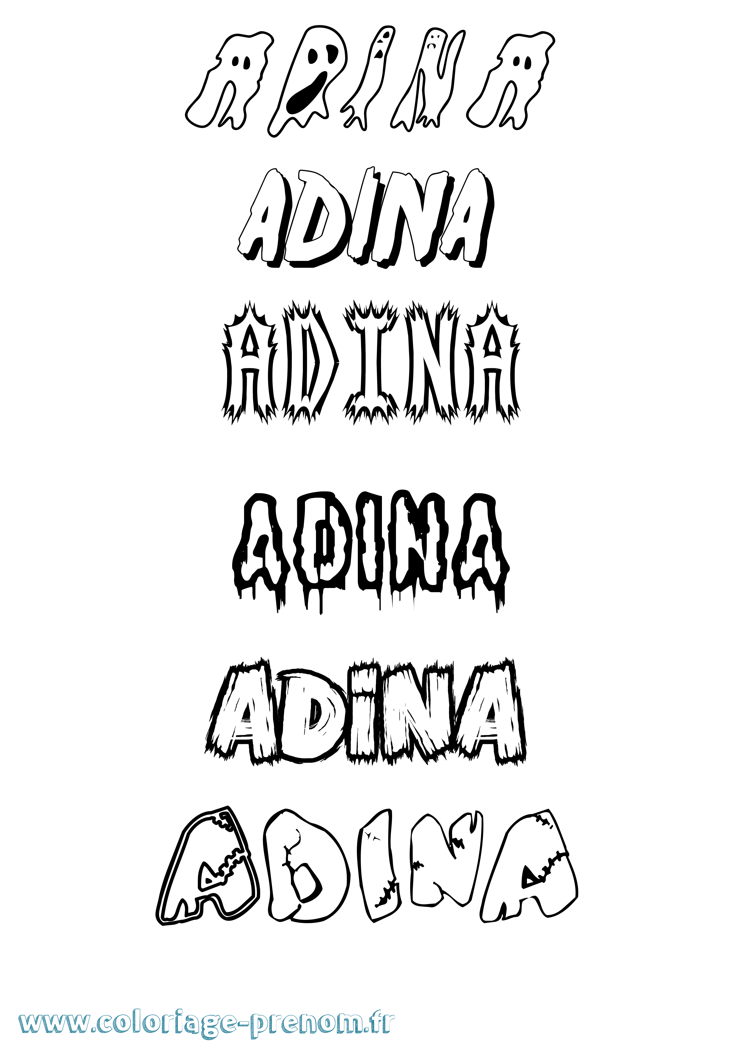 Coloriage prénom Adina Frisson