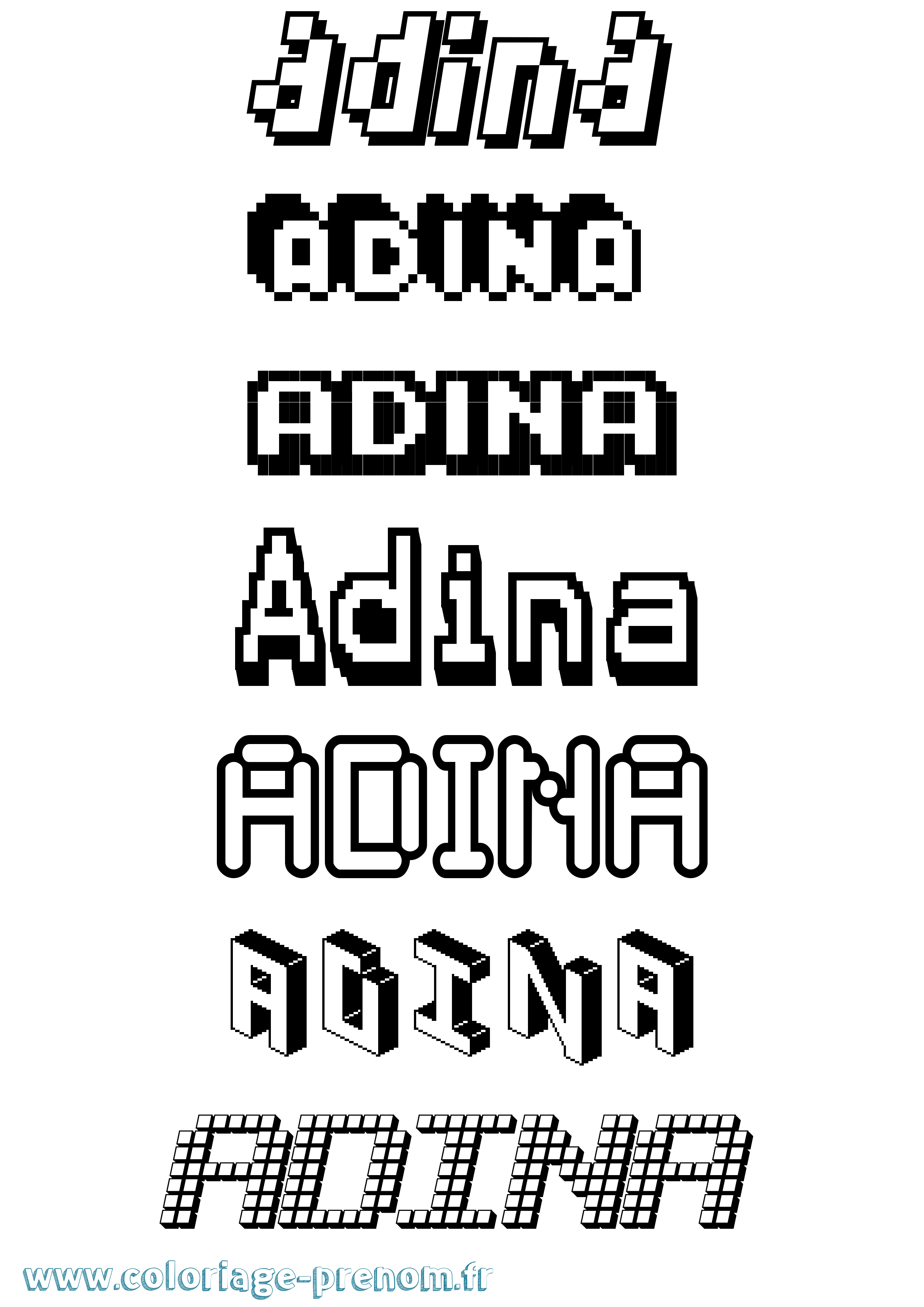 Coloriage prénom Adina Pixel