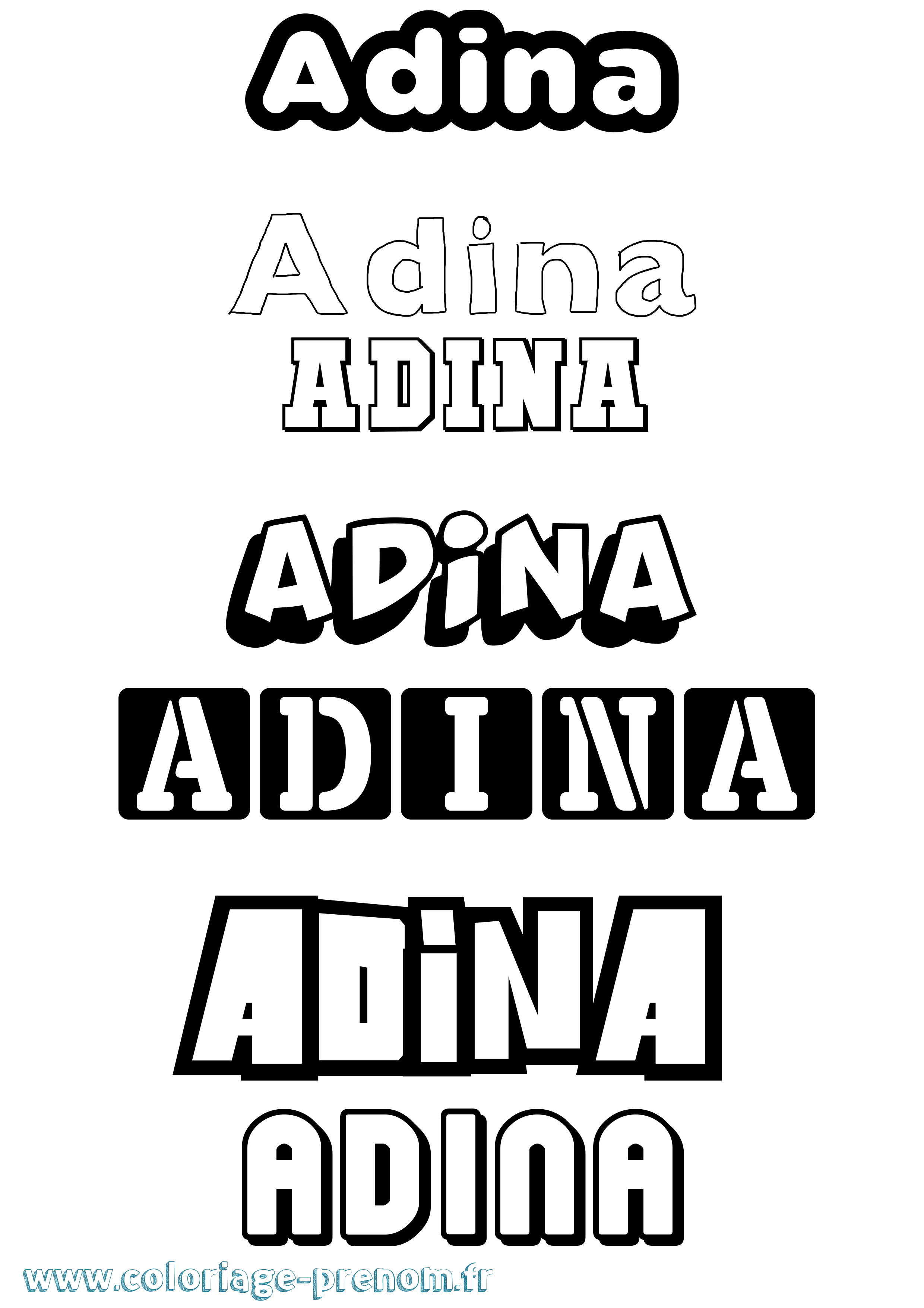 Coloriage prénom Adina Simple