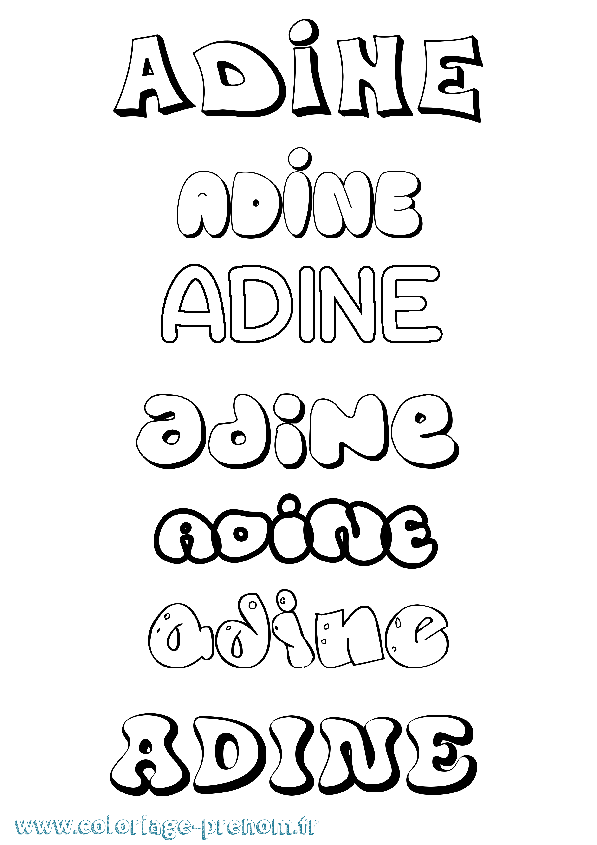 Coloriage prénom Adine Bubble