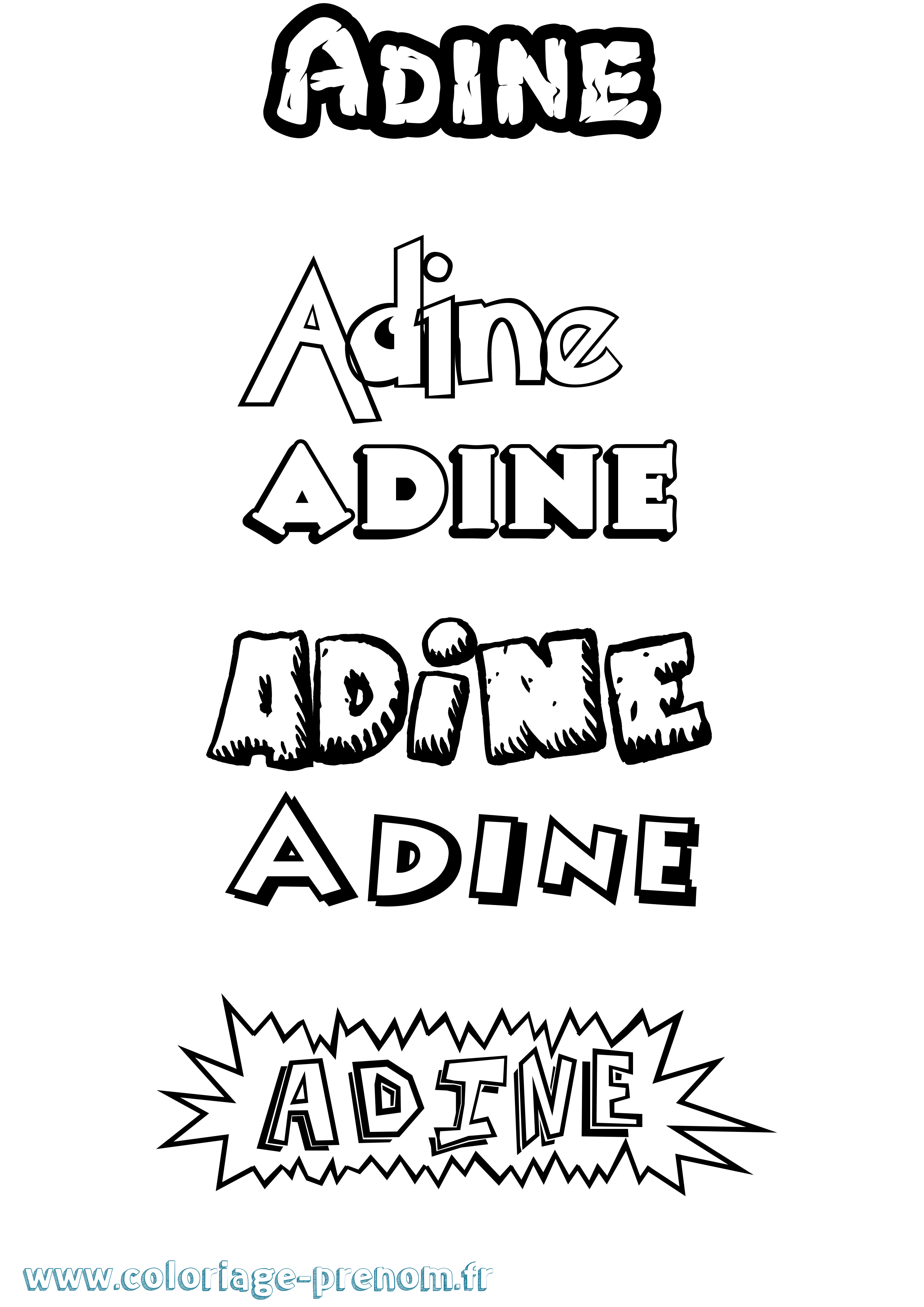 Coloriage Adine Dessin Animé Coloriage prénom Adine Dessin Animé
