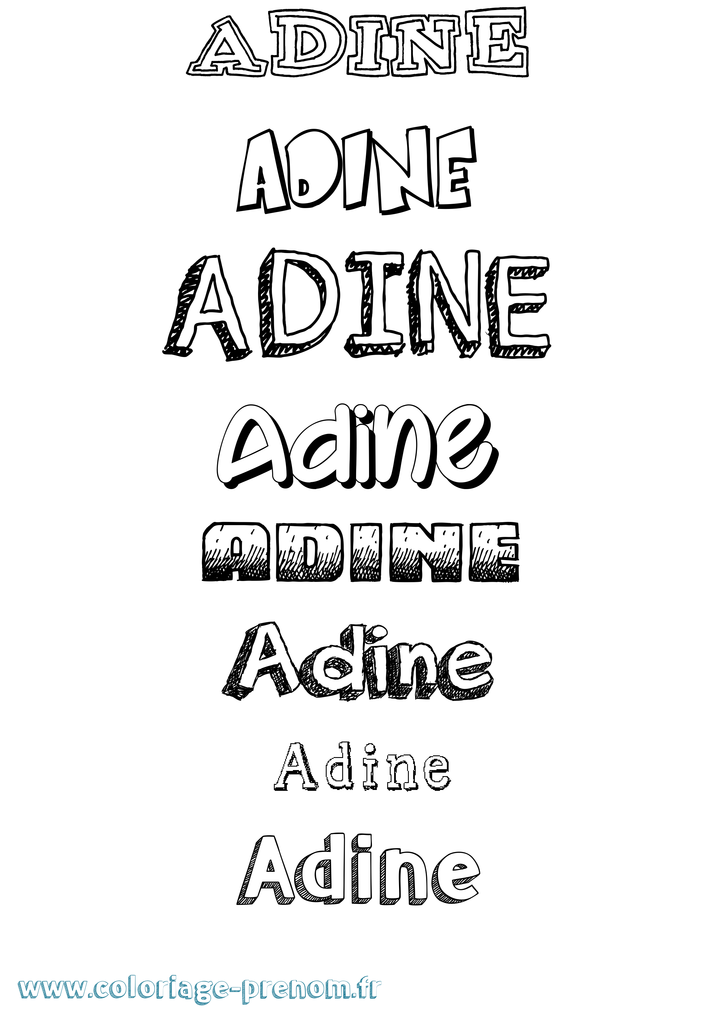 Coloriage prénom Adine Dessiné