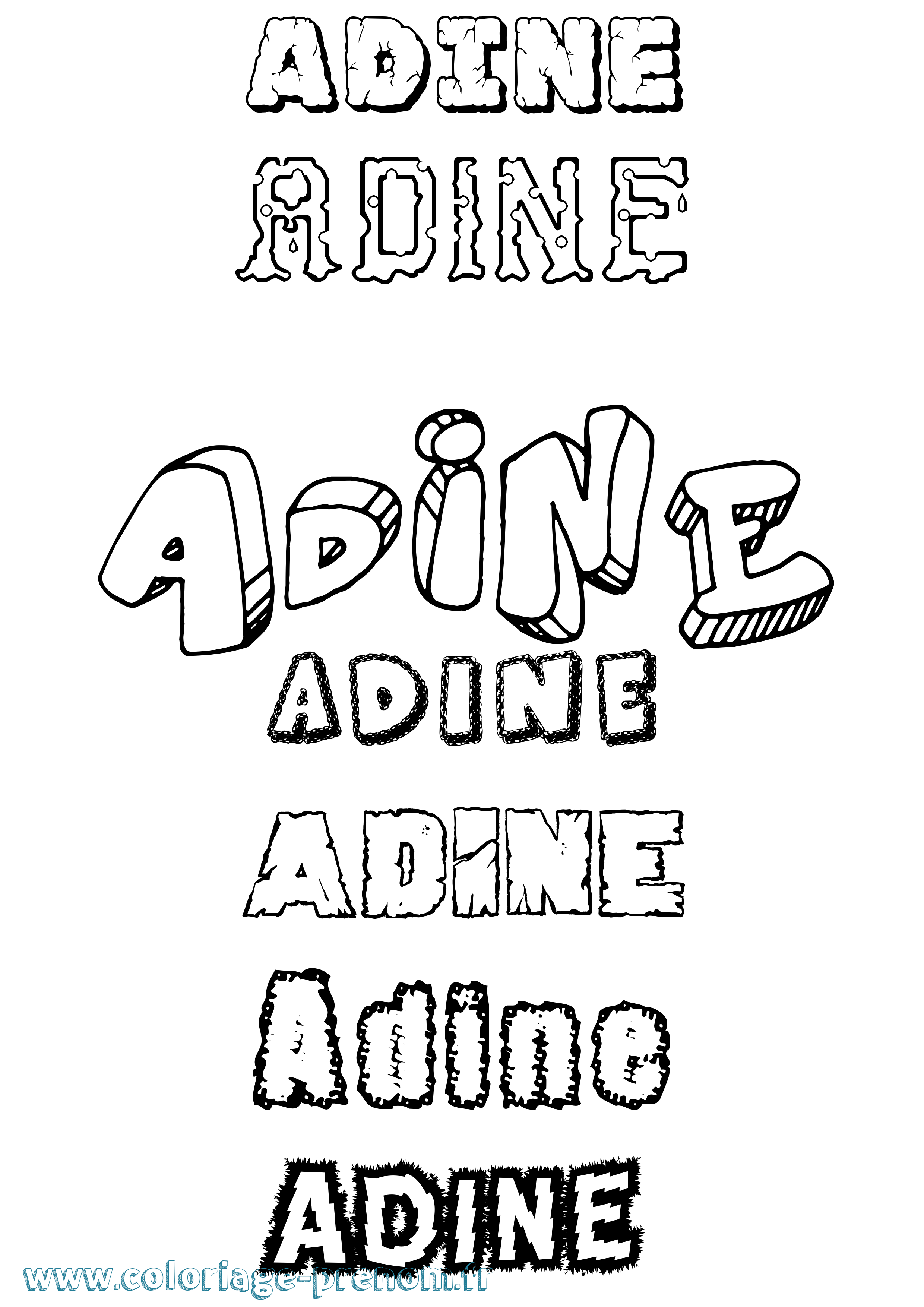Coloriage prénom Adine Destructuré