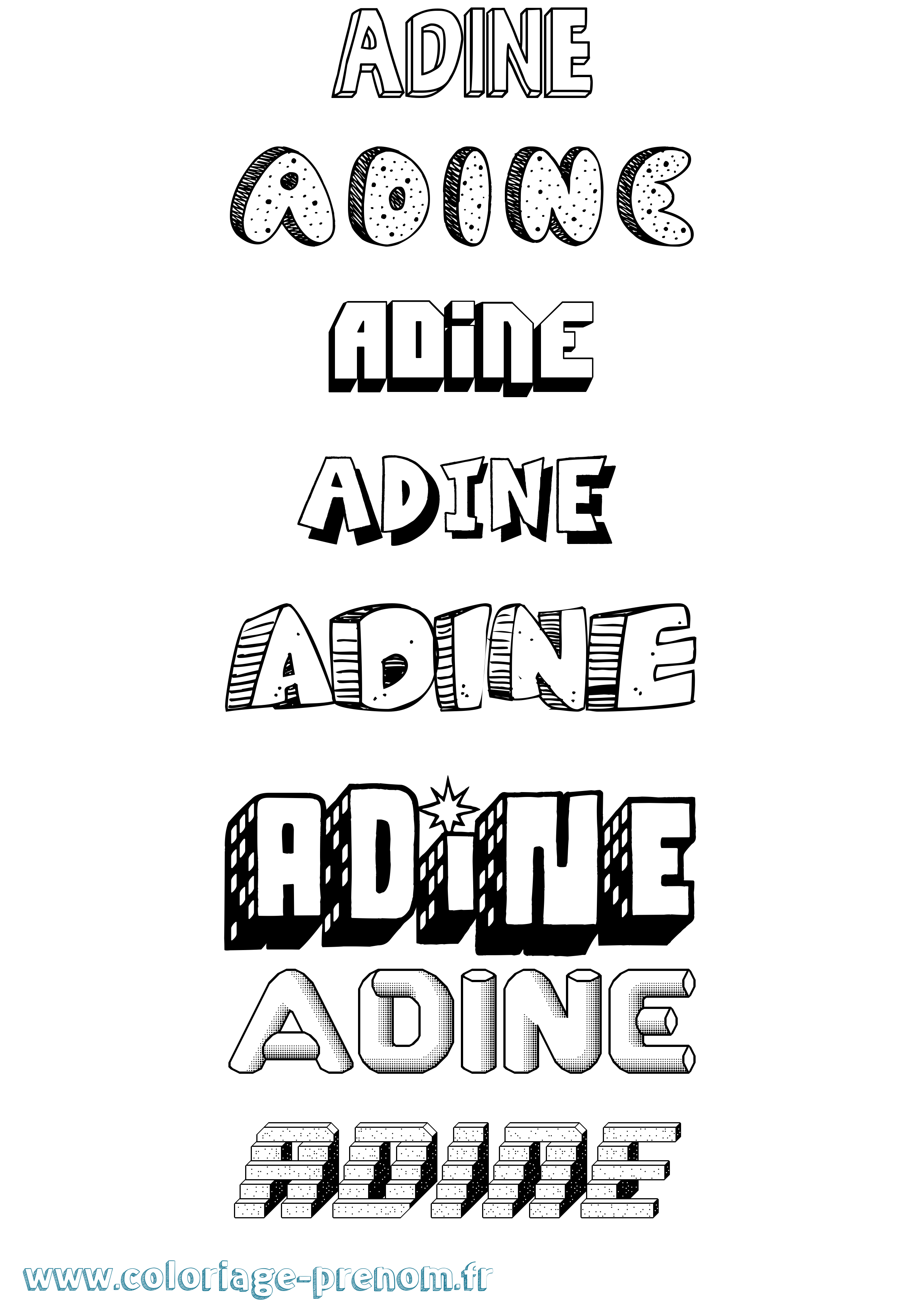 Coloriage Adine Effet 3D Coloriage prénom Adine Effet 3D