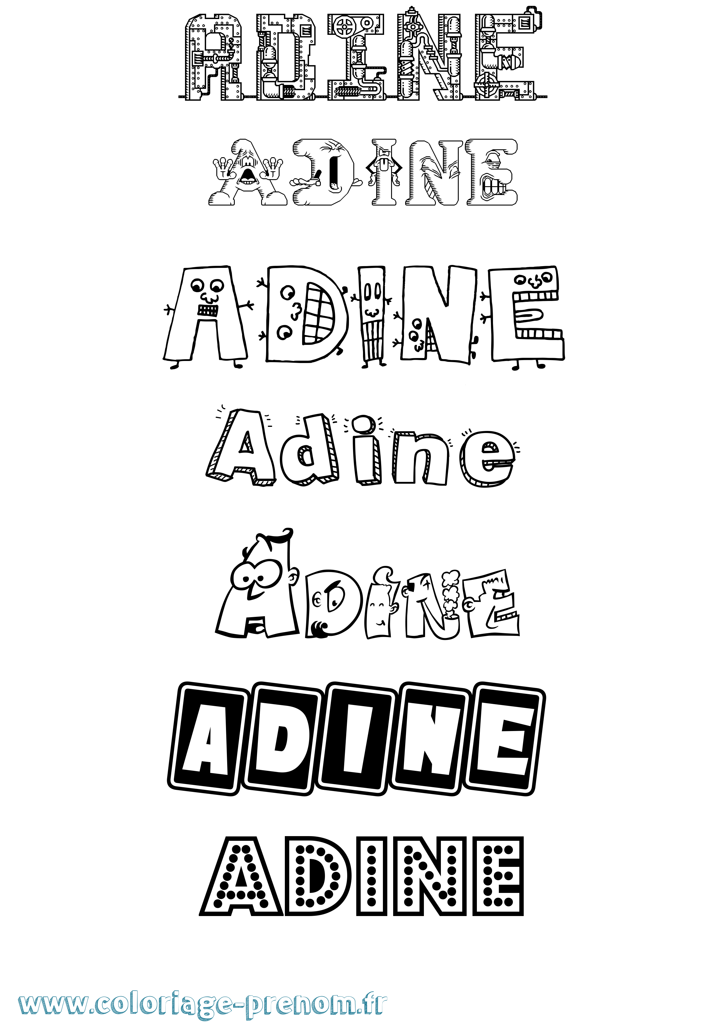 Coloriage prénom Adine Fun
