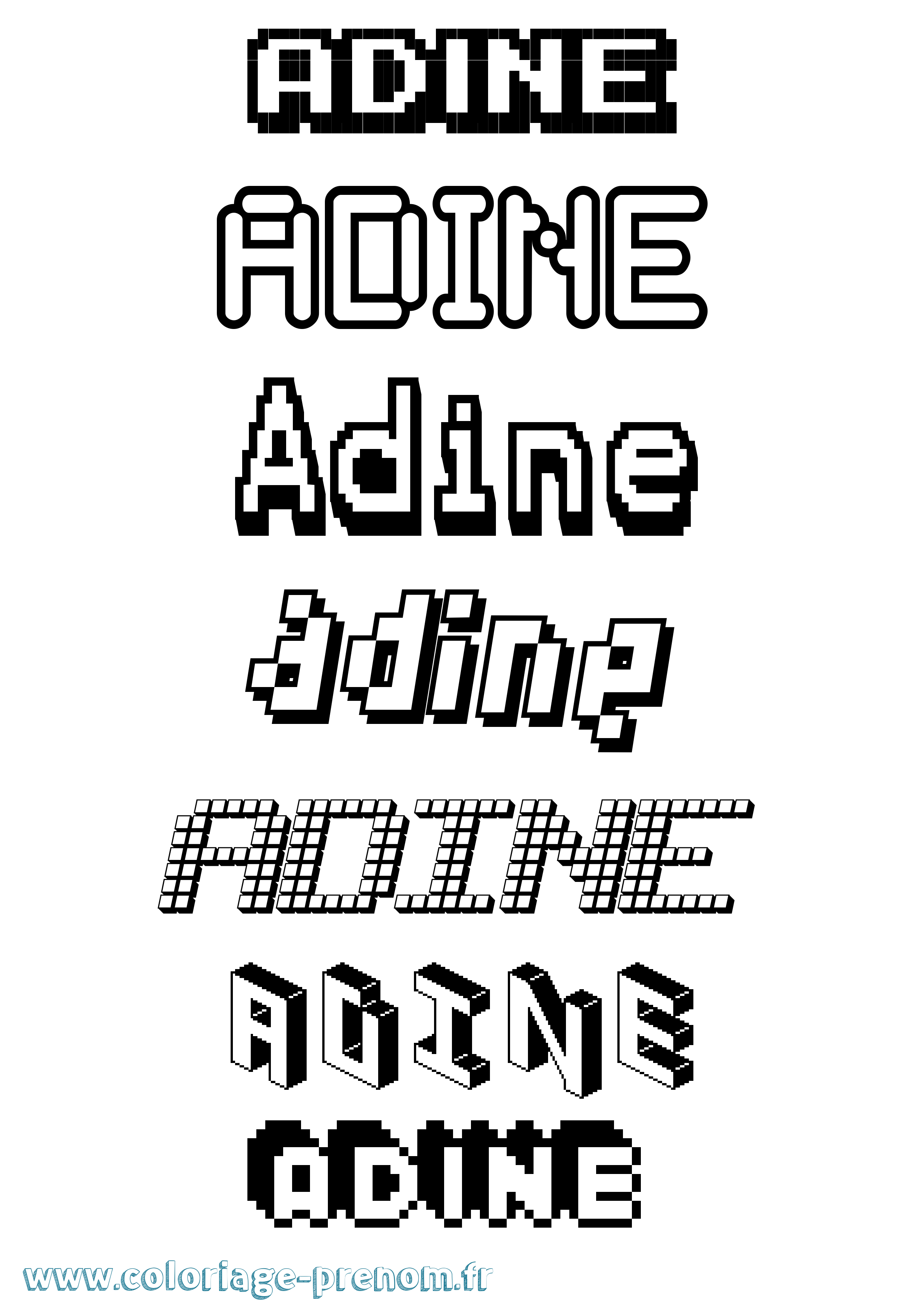 Coloriage prénom Adine Pixel