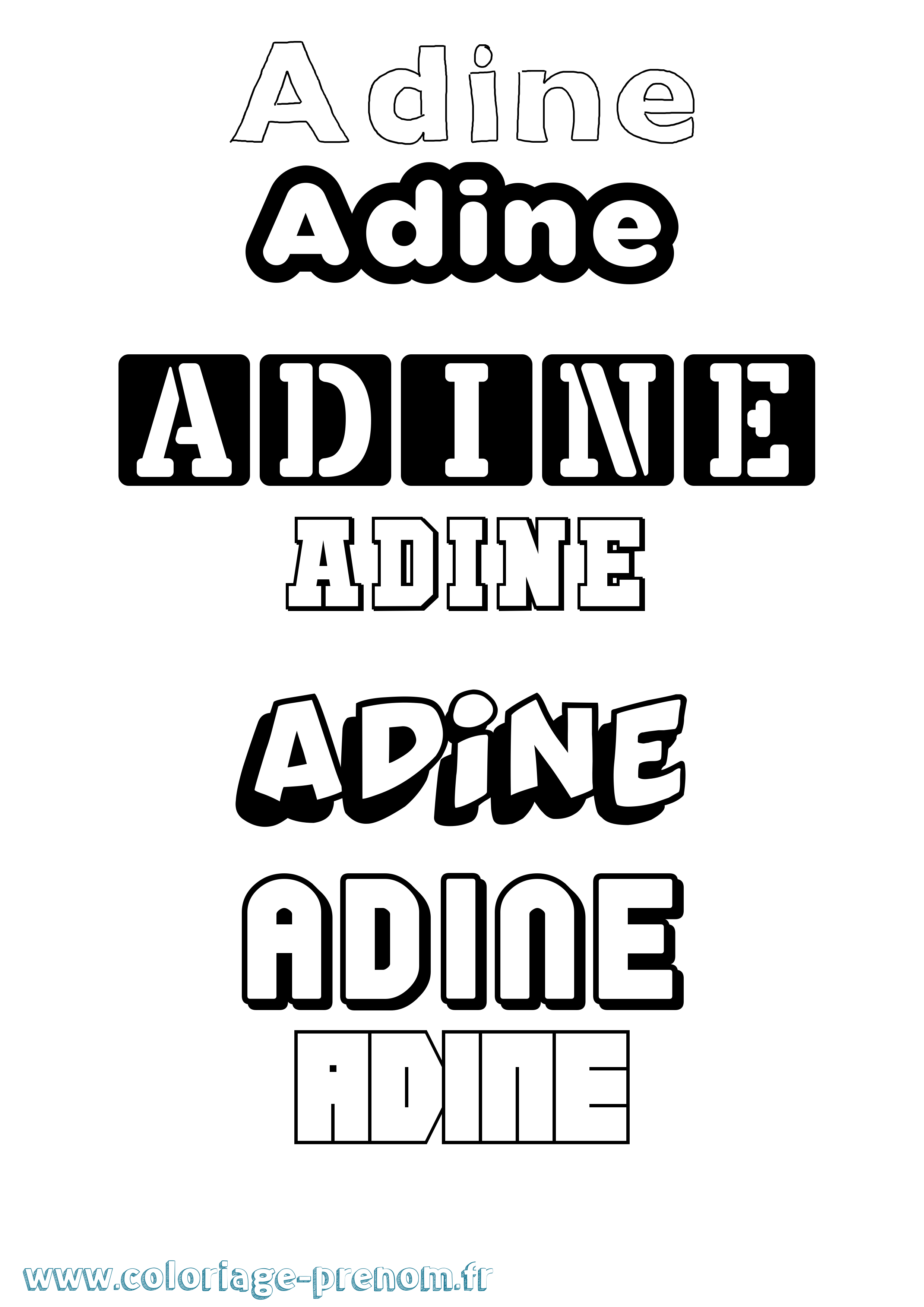 Coloriage prénom Adine Simple