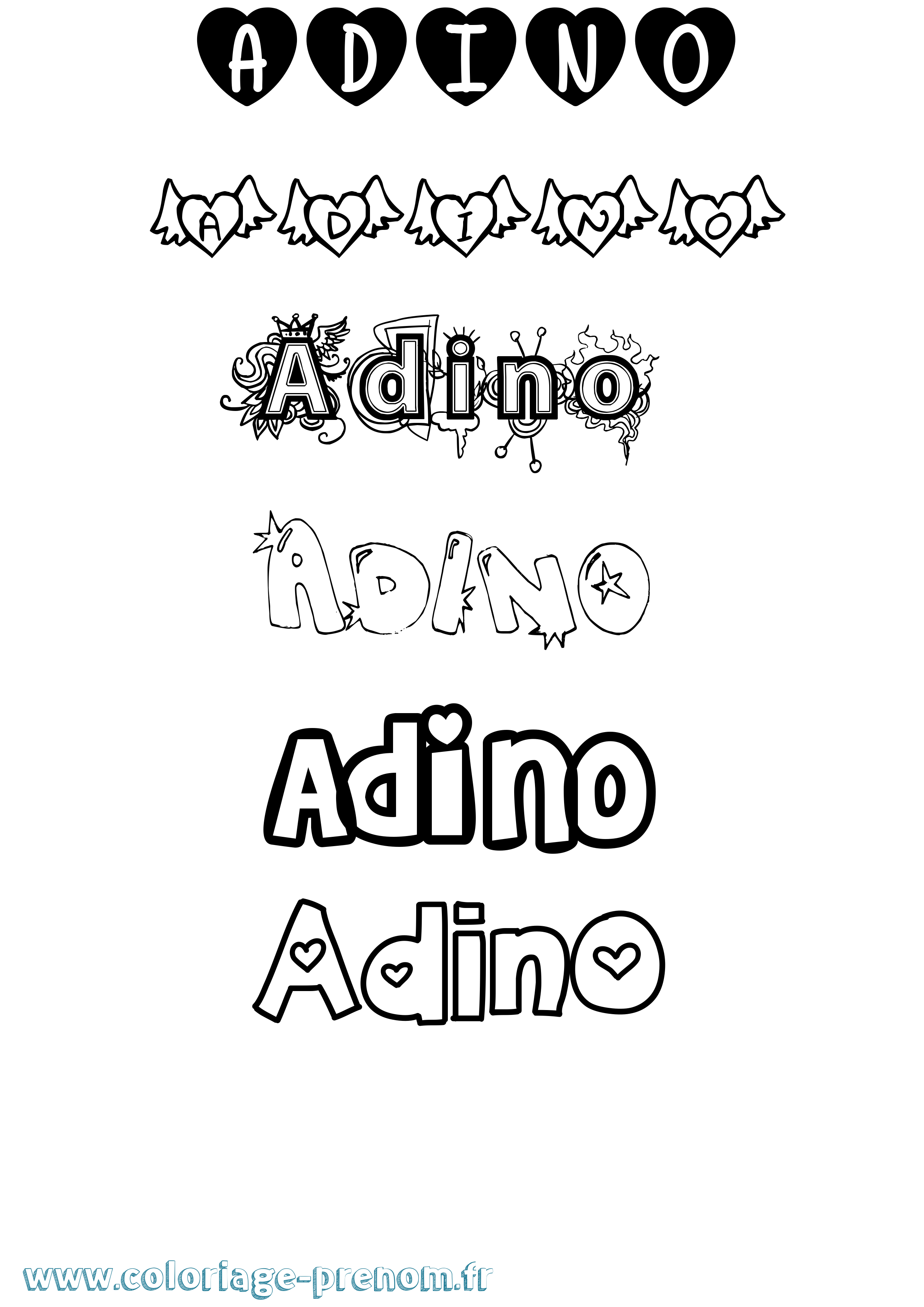 Coloriage prénom Adino Girly