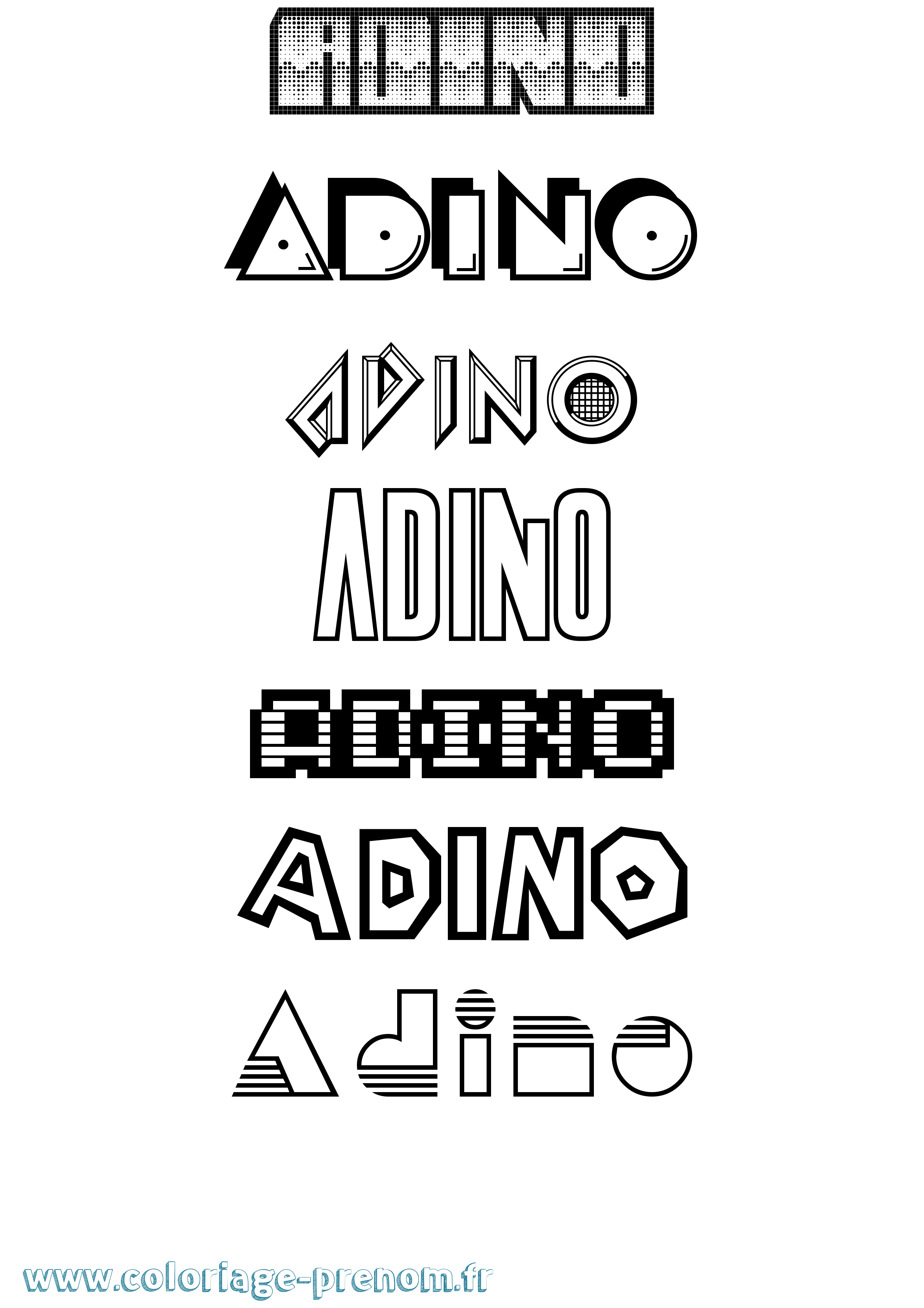 Coloriage prénom Adino Jeux Vidéos