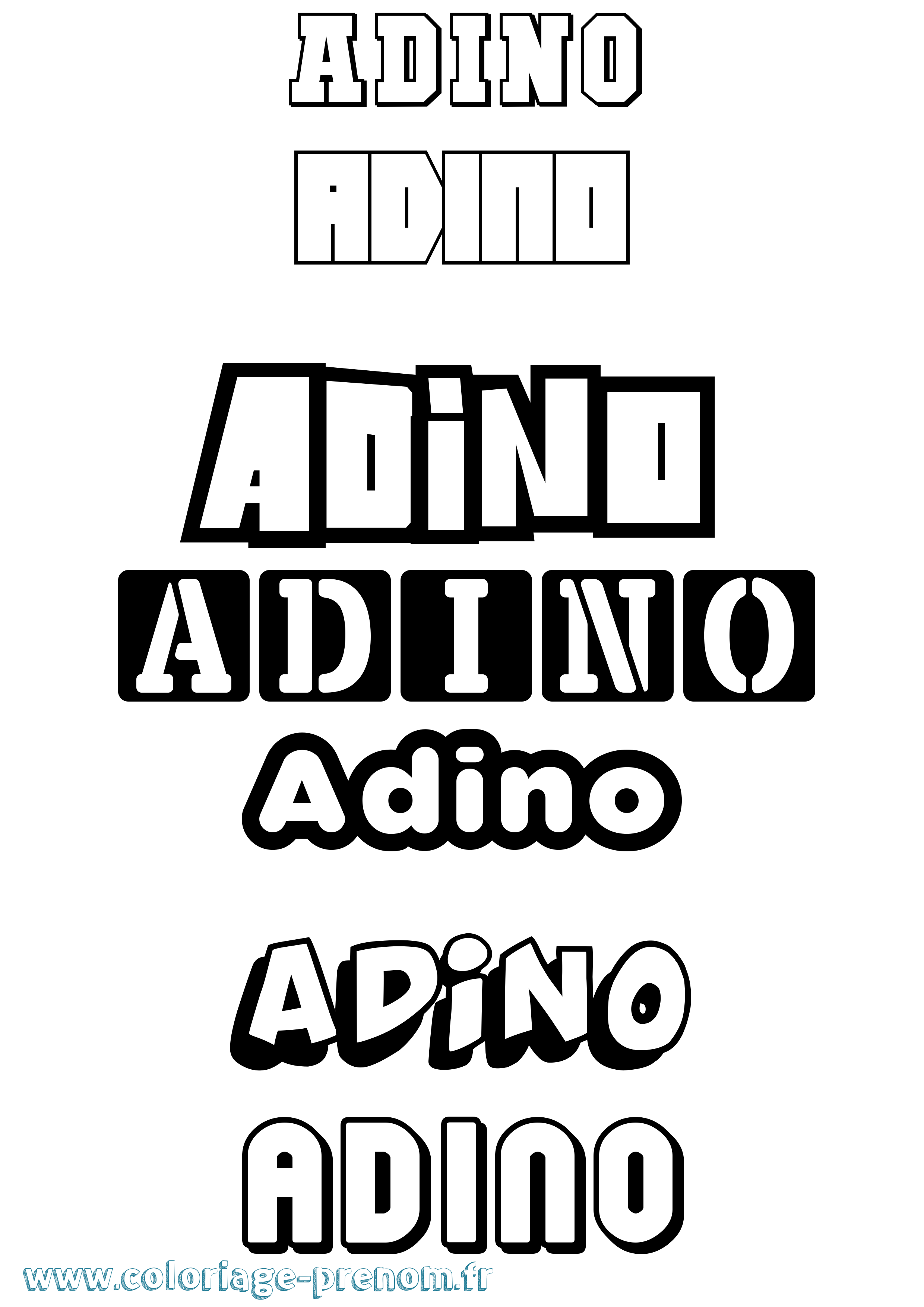 Coloriage prénom Adino Simple