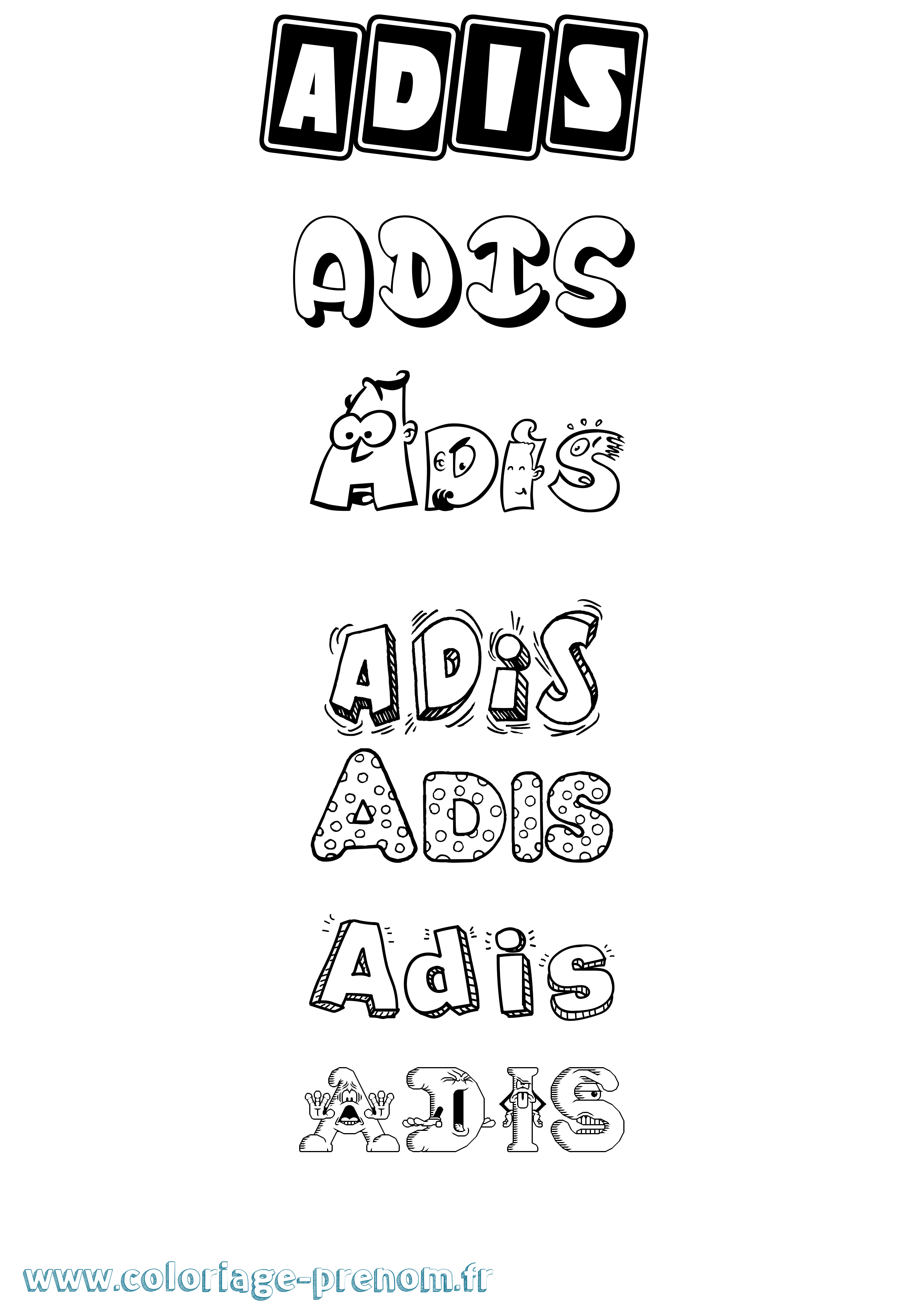 Coloriage prénom Adis Fun