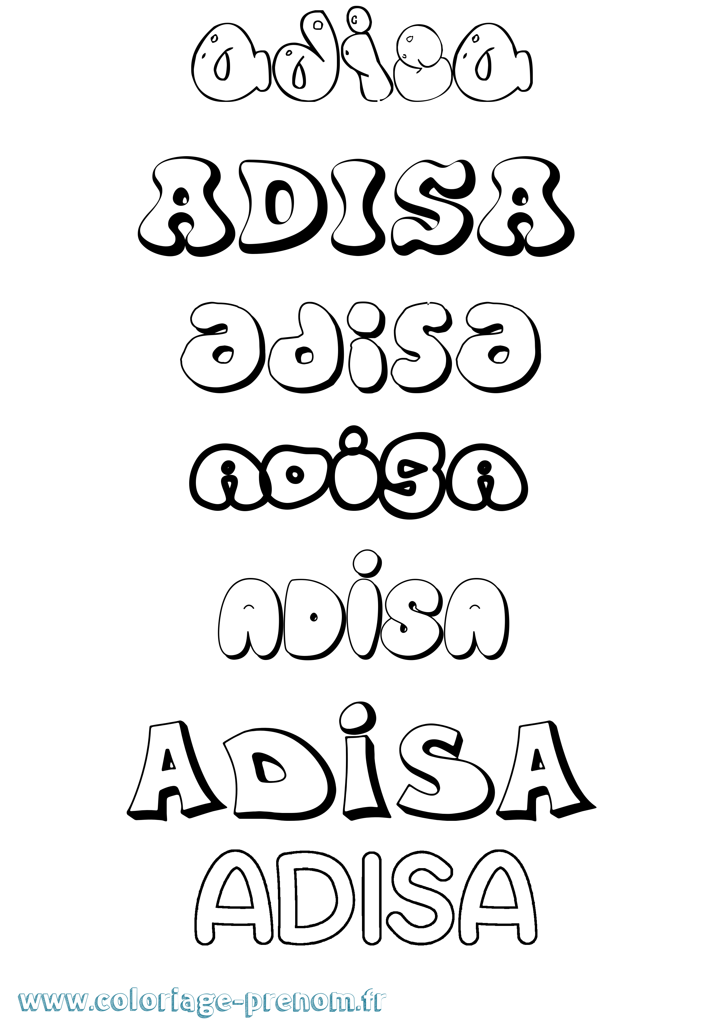 Coloriage Adisa Bubble Coloriage prénom Adisa Bubble