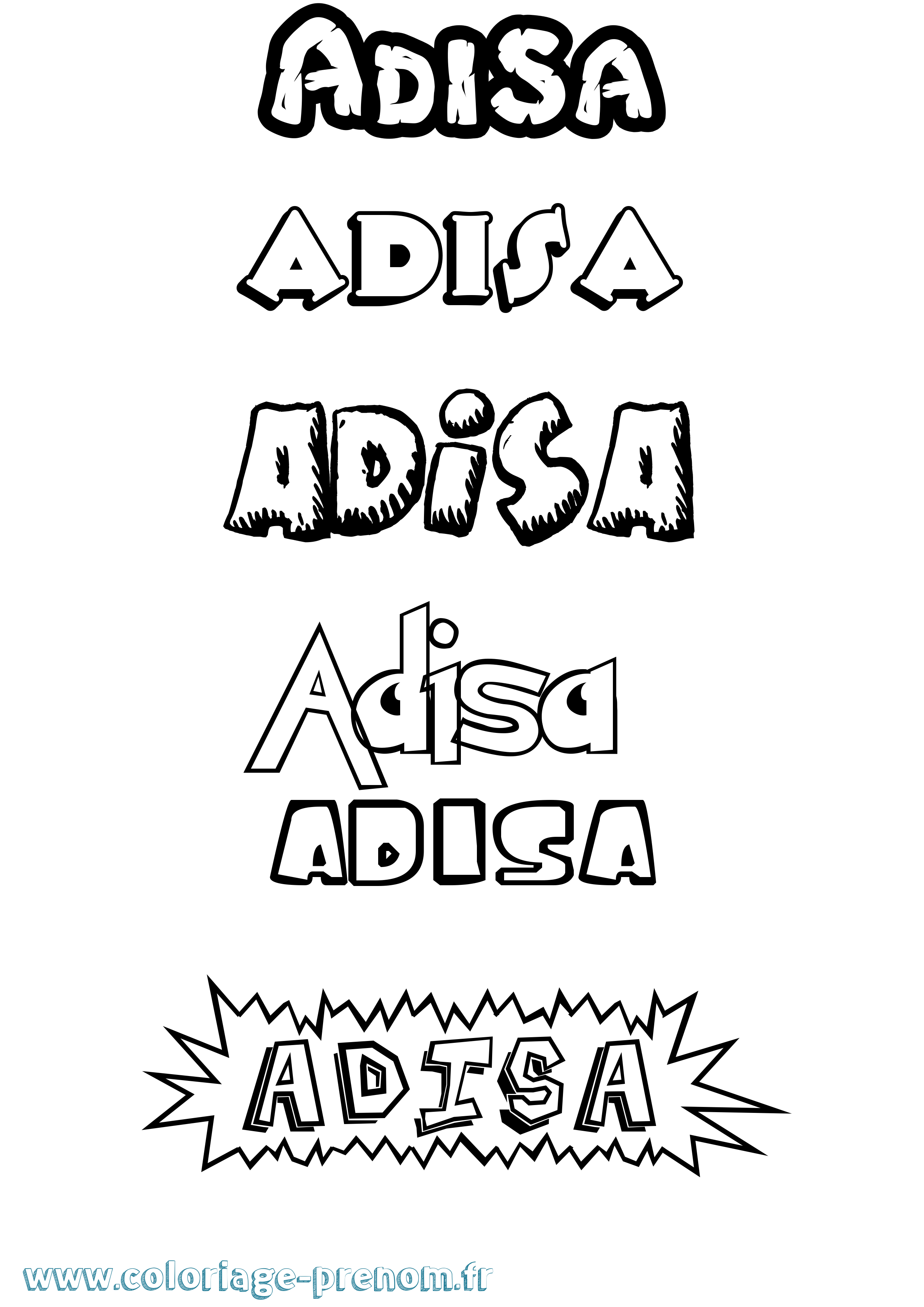 Coloriage prénom Adisa Dessin Animé