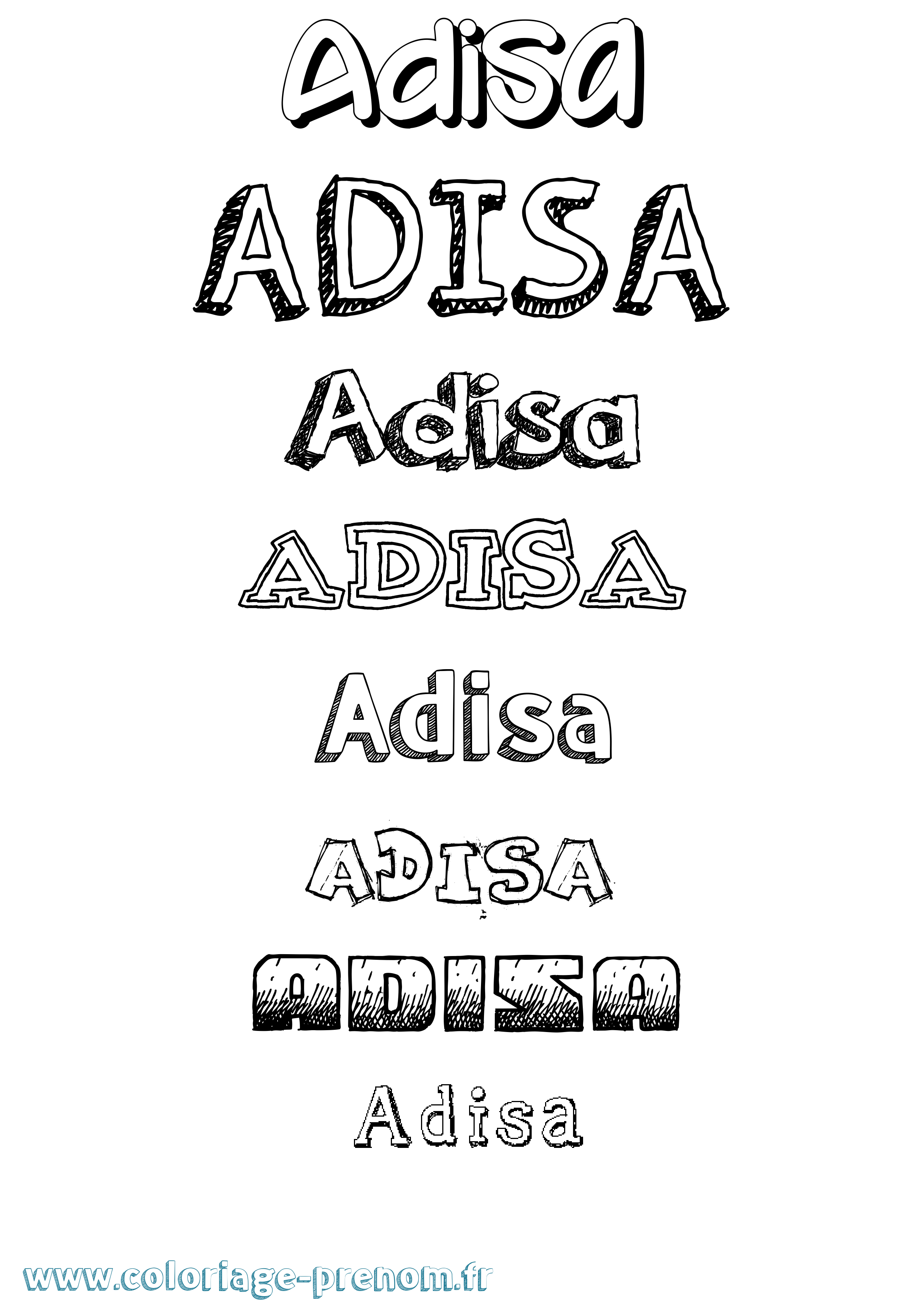 Coloriage prénom Adisa Dessiné