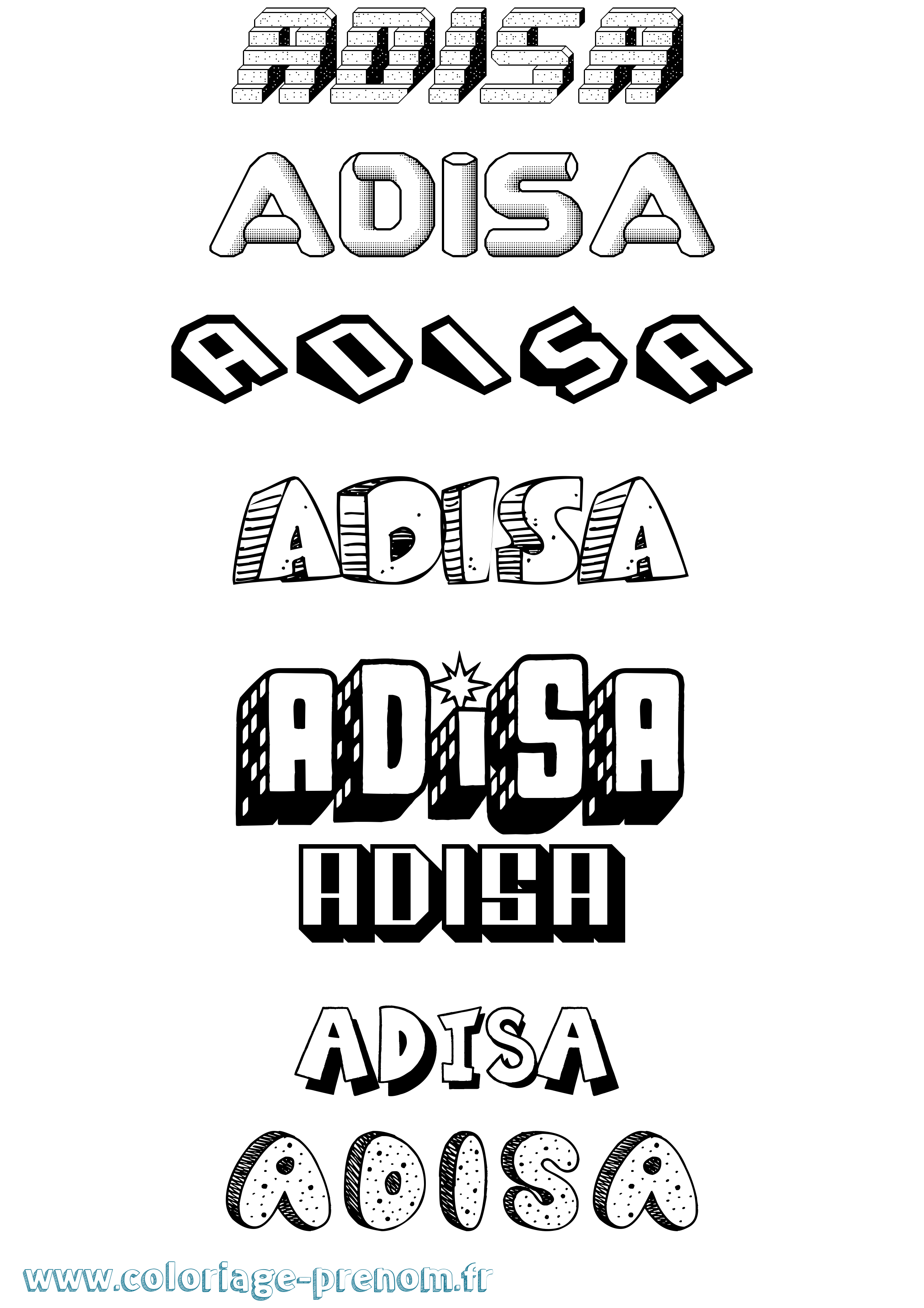 Coloriage prénom Adisa Effet 3D