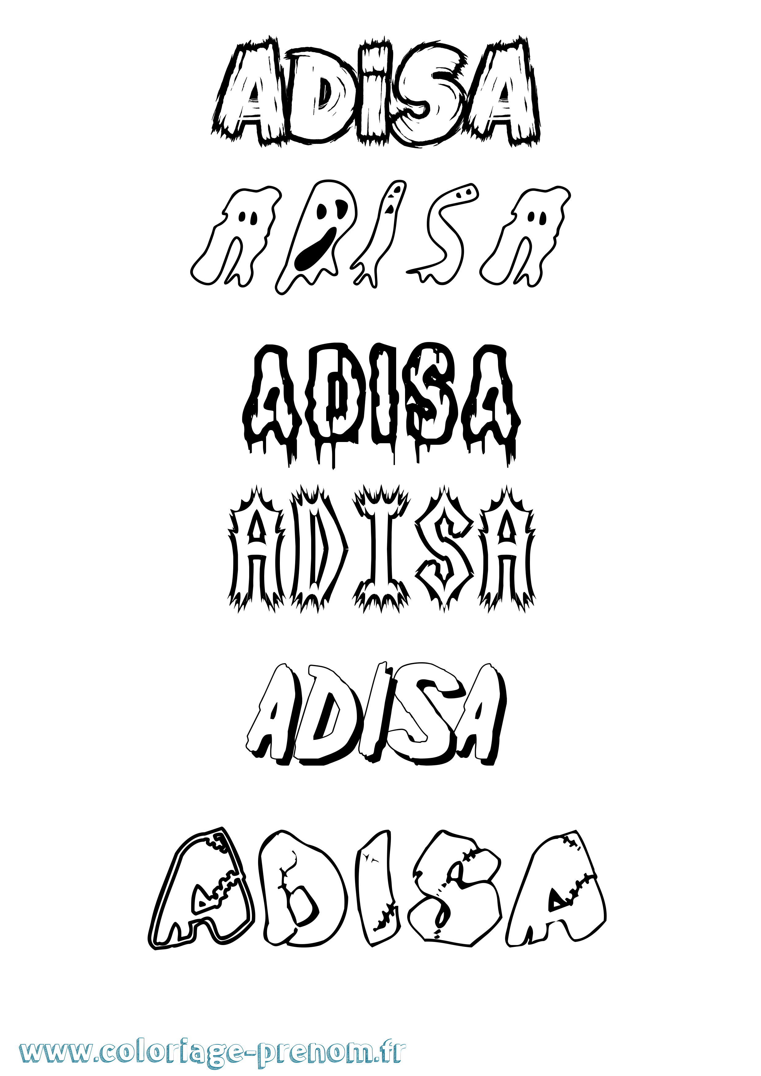 Coloriage Adisa Frisson Coloriage prénom Adisa Frisson