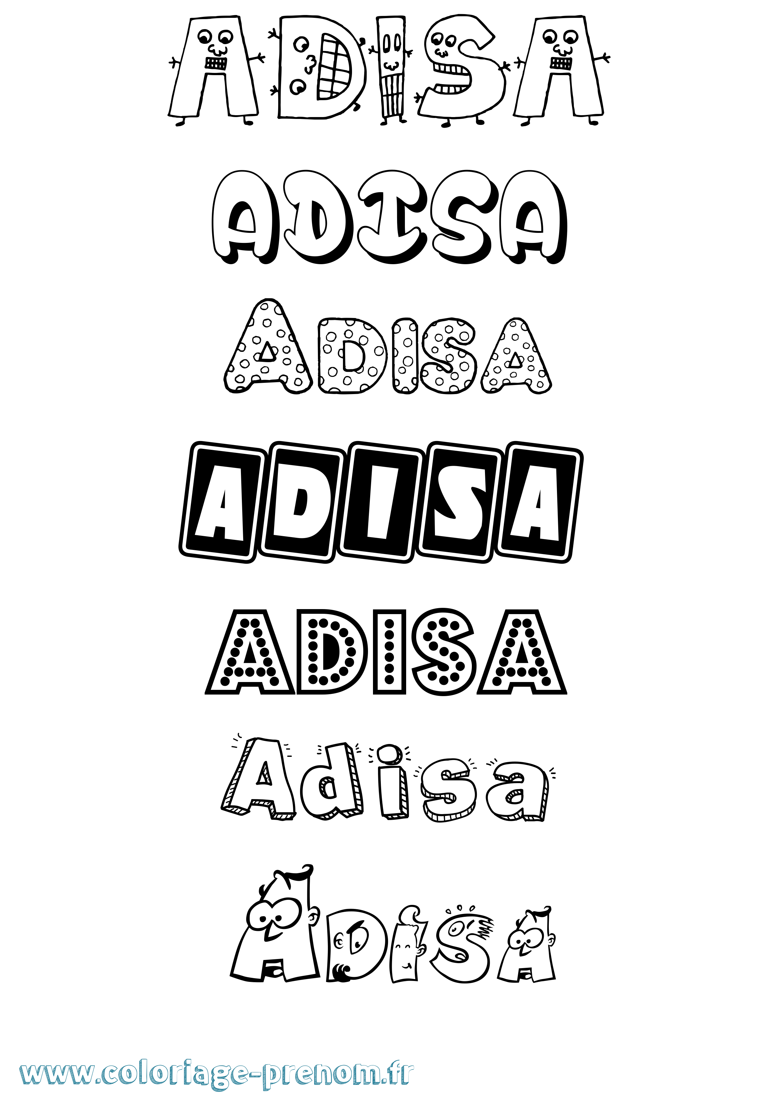 Coloriage prénom Adisa Fun