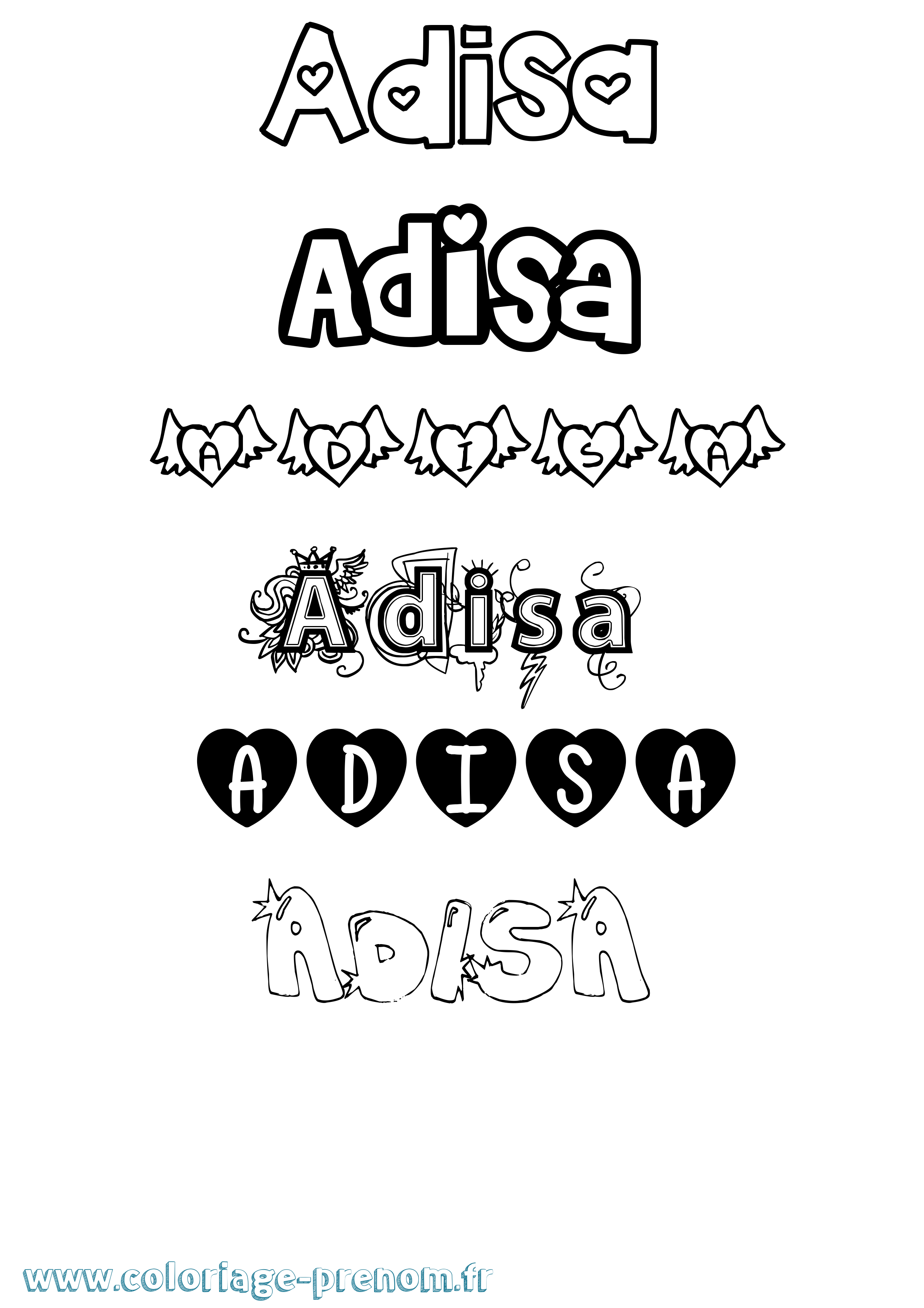 Coloriage Adisa Girly Coloriage prénom Adisa Girly