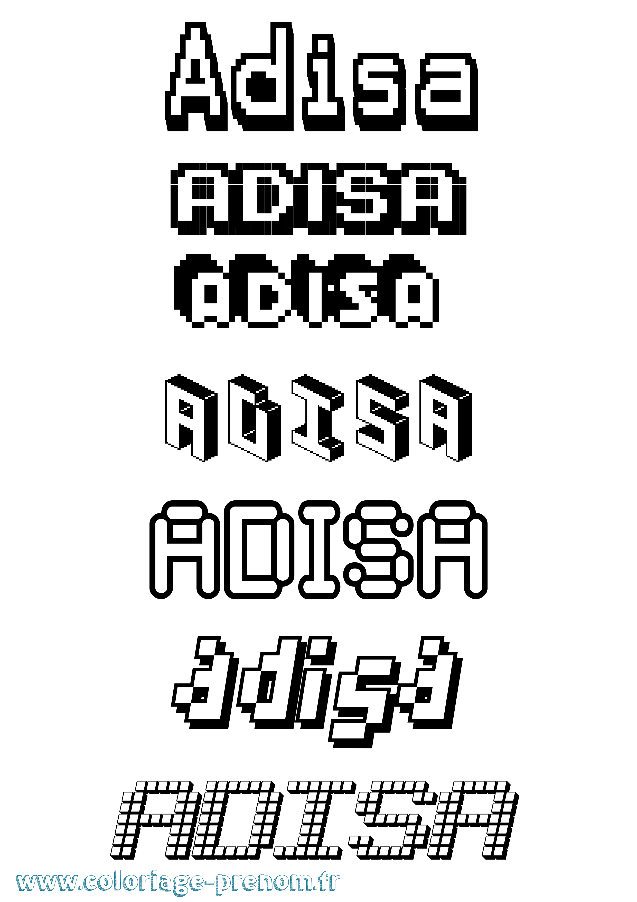 Coloriage prénom Adisa Pixel