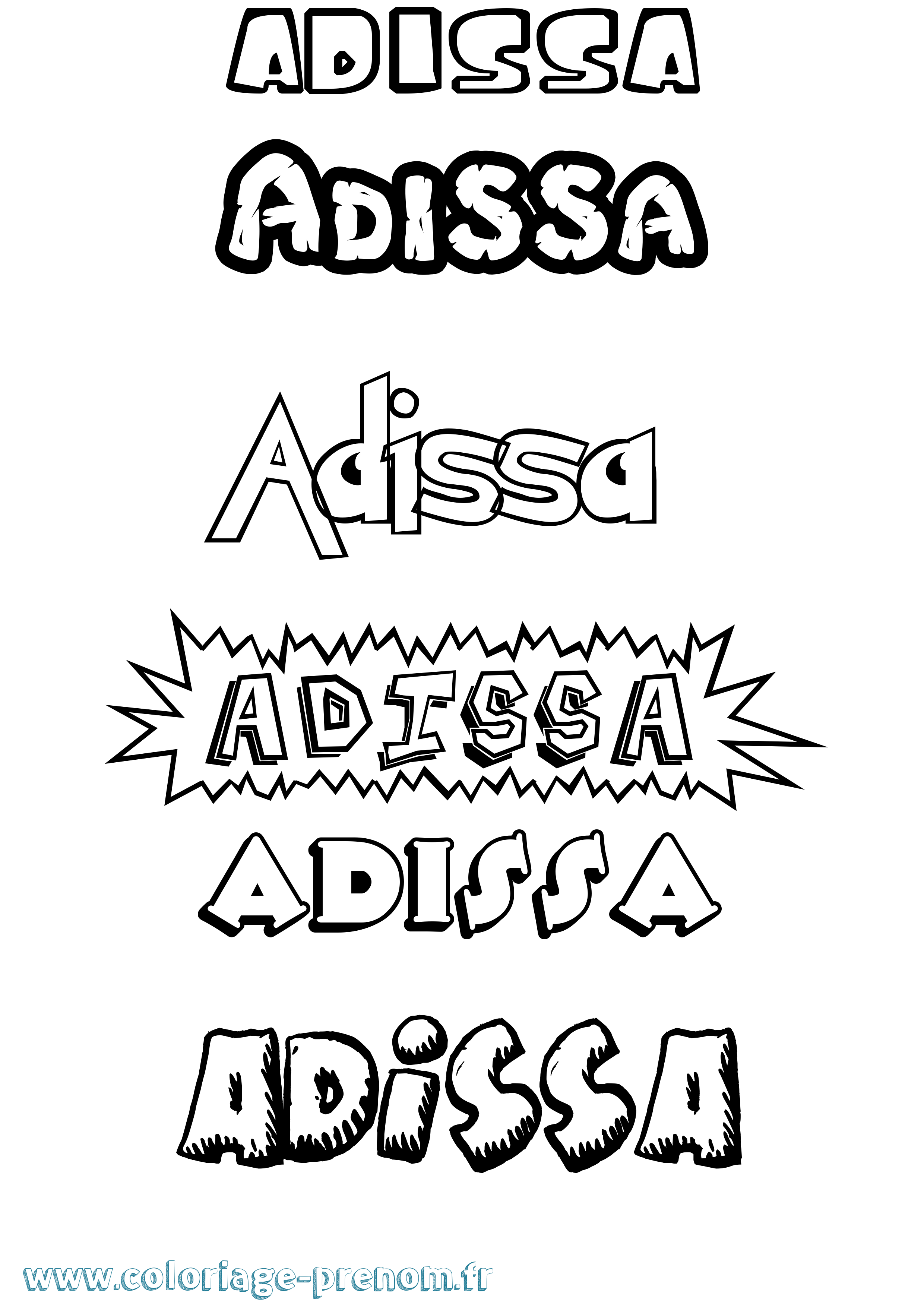 Coloriage prénom Adissa Dessin Animé