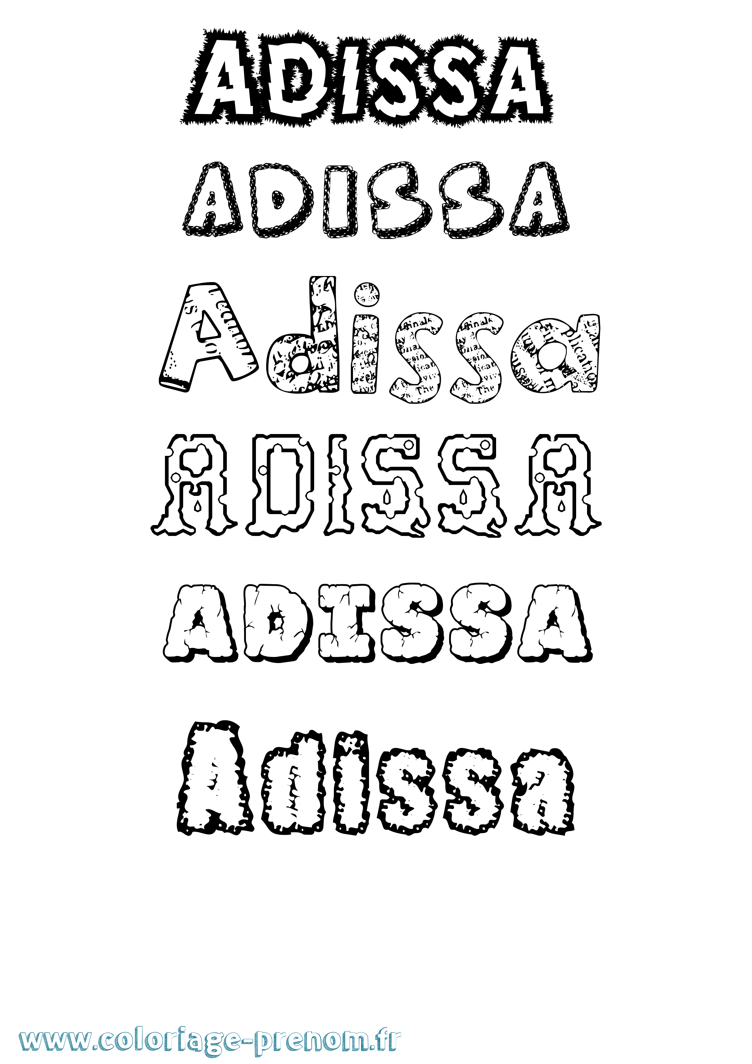 Coloriage prénom Adissa Destructuré