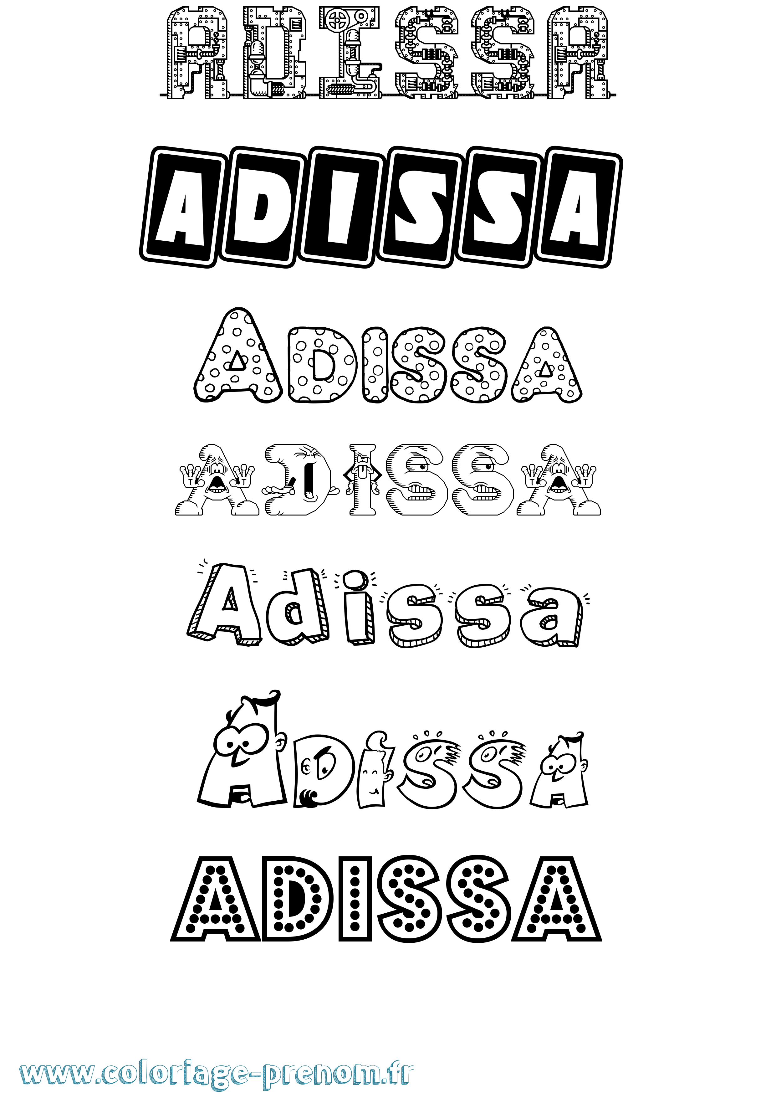 Coloriage prénom Adissa Fun