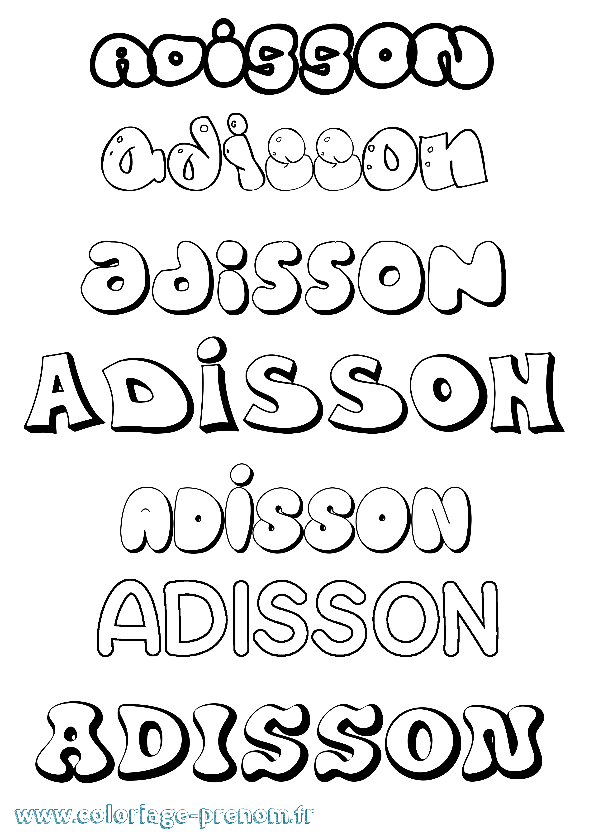 Coloriage prénom Adisson Bubble