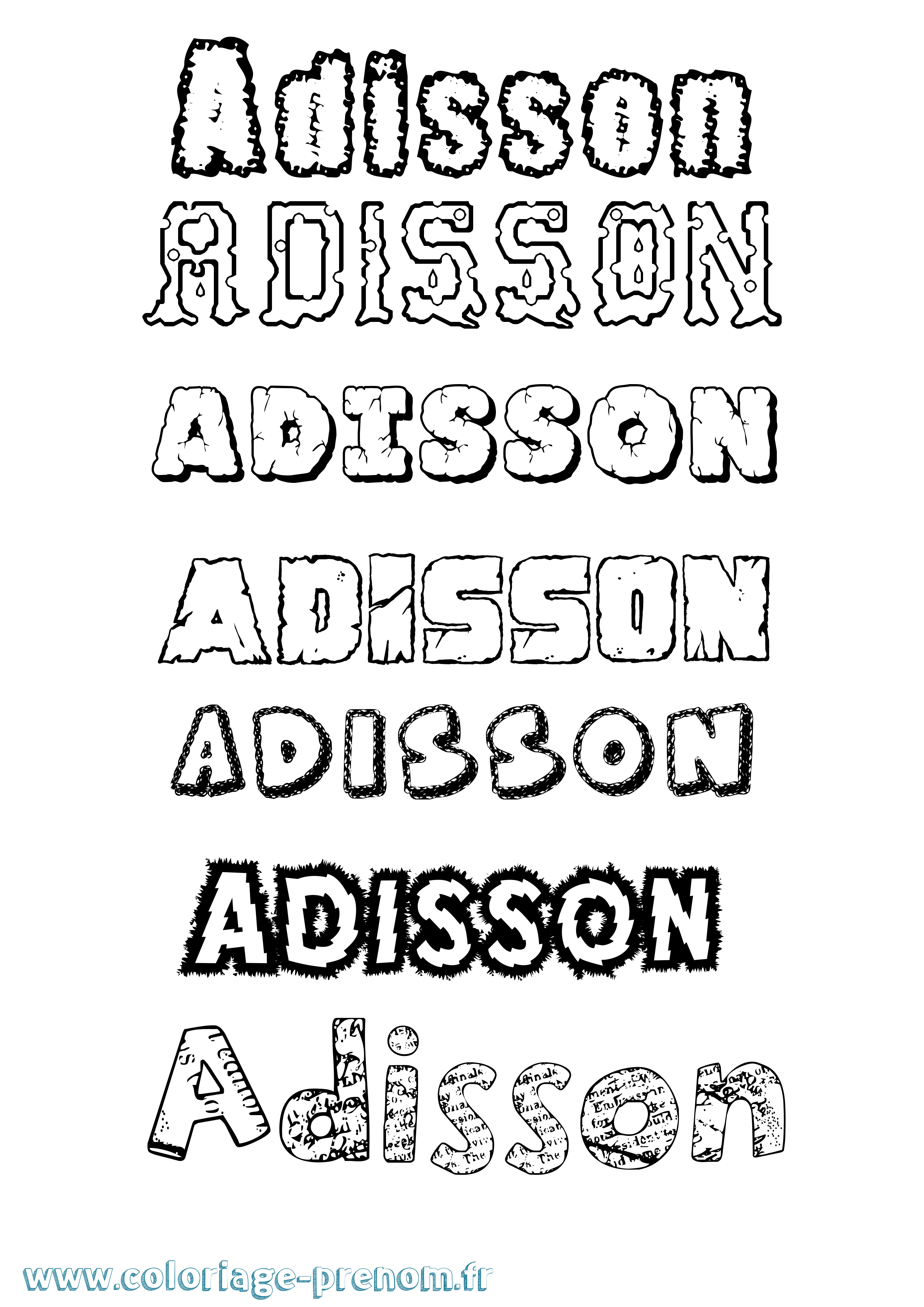 Coloriage prénom Adisson Destructuré