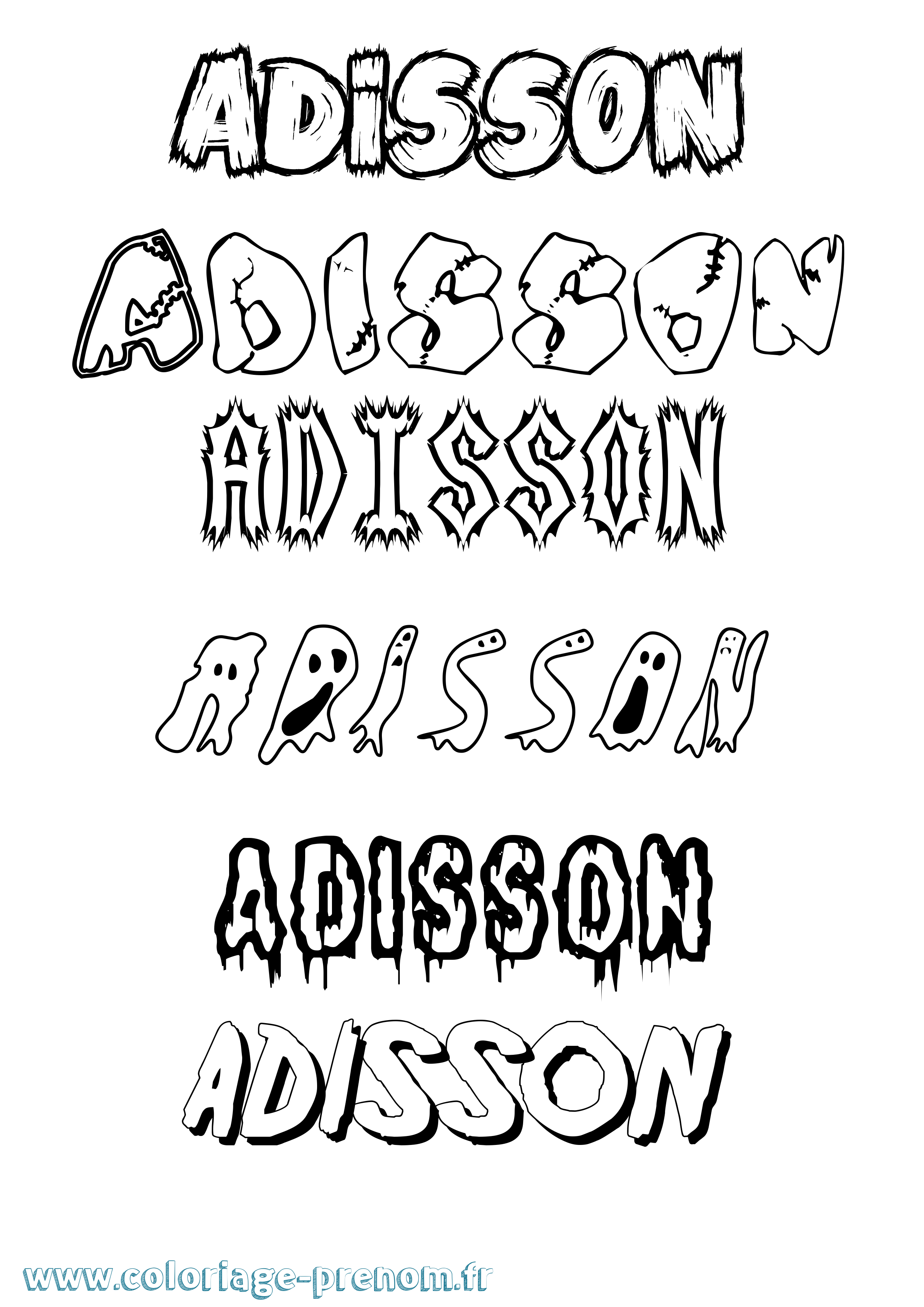 Coloriage prénom Adisson Frisson