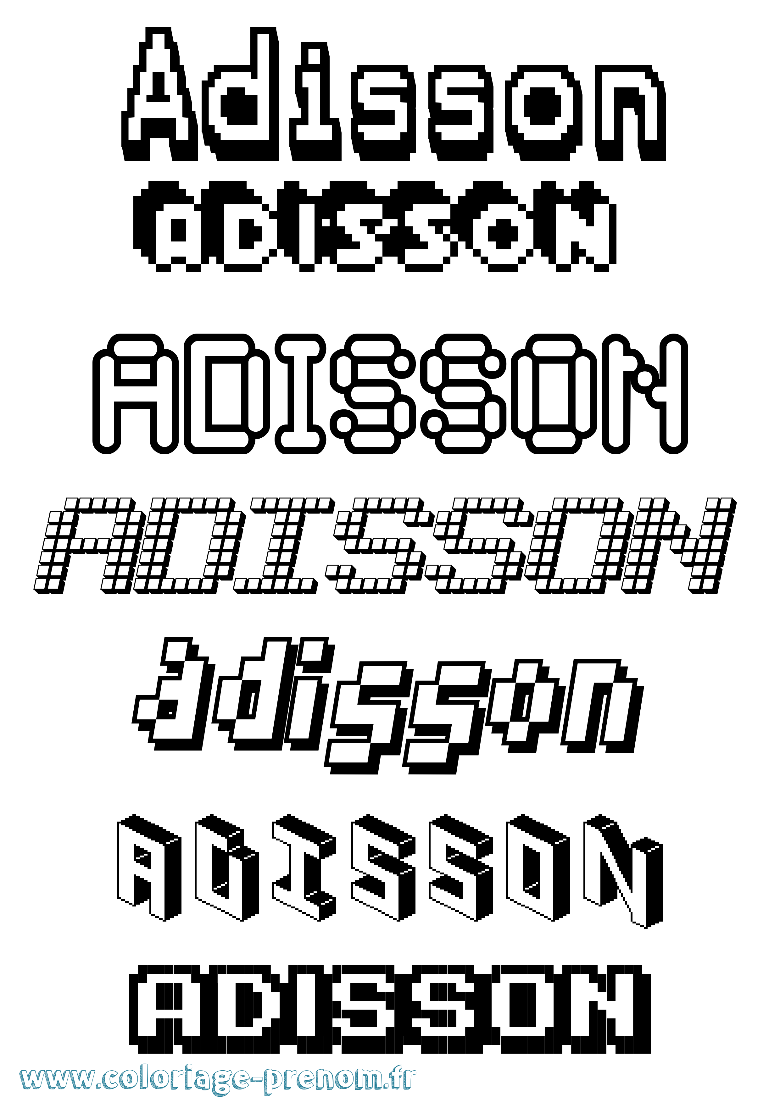 Coloriage prénom Adisson Pixel