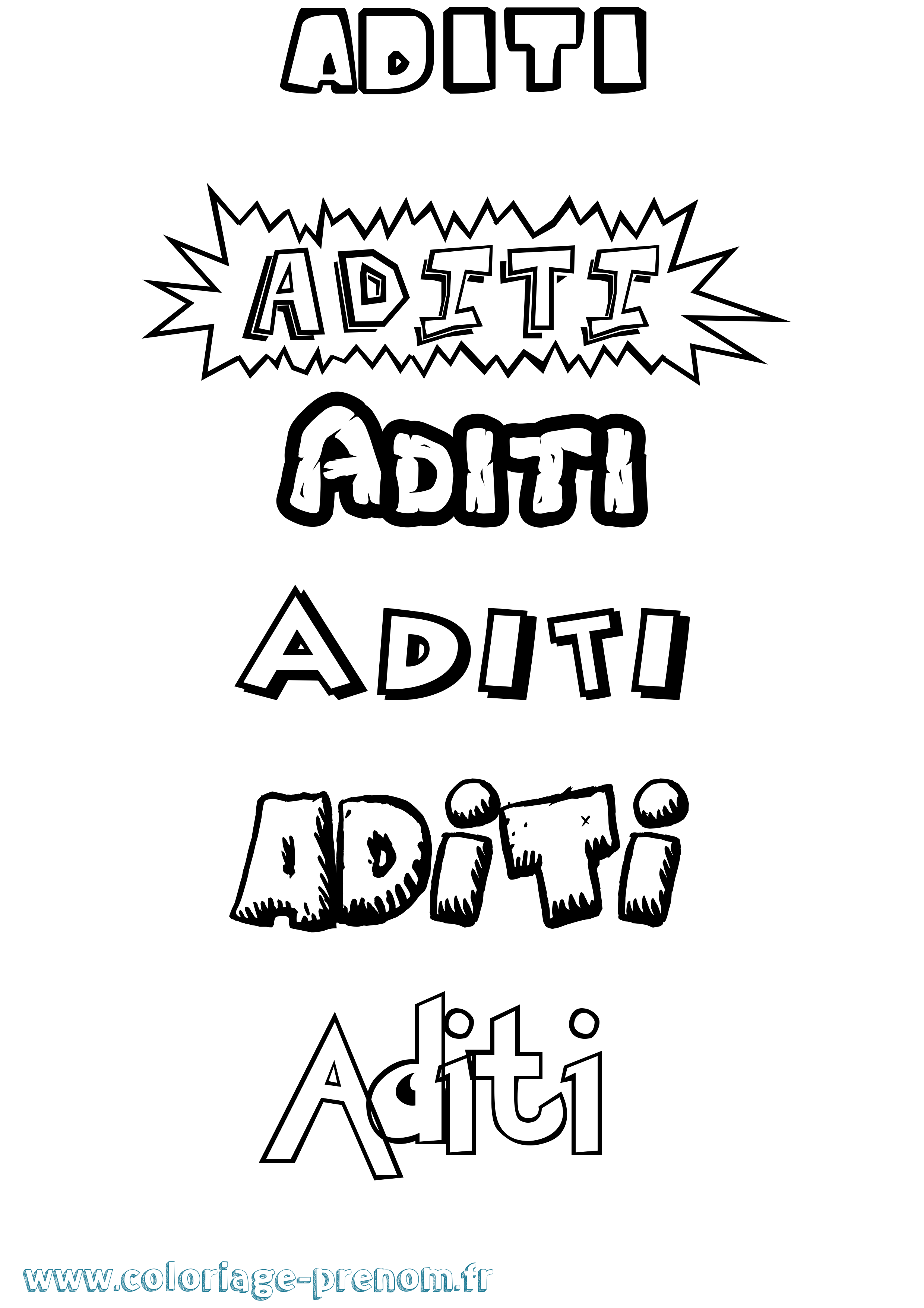 Coloriage prénom Aditi Dessin Animé