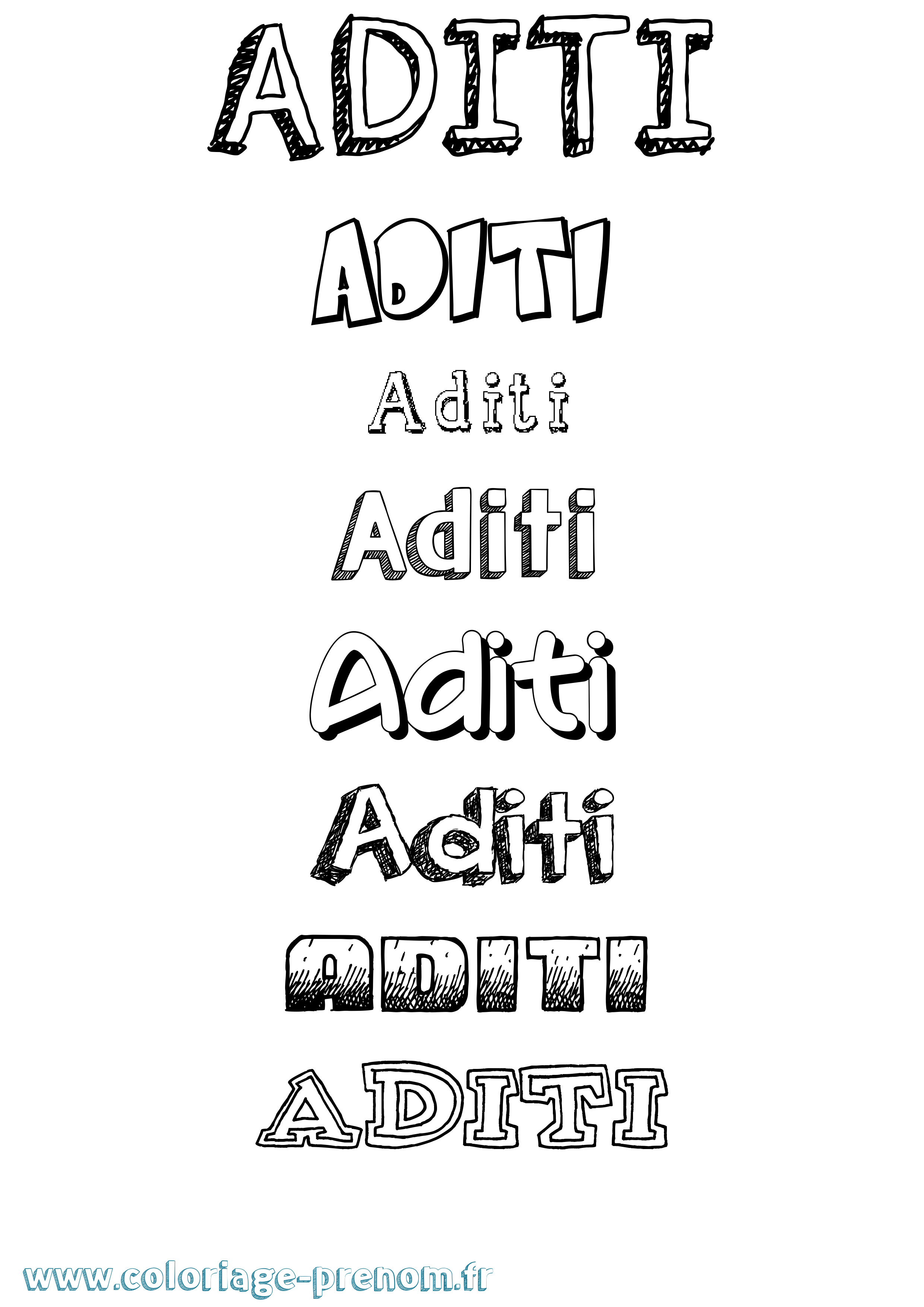 Coloriage prénom Aditi Dessiné
