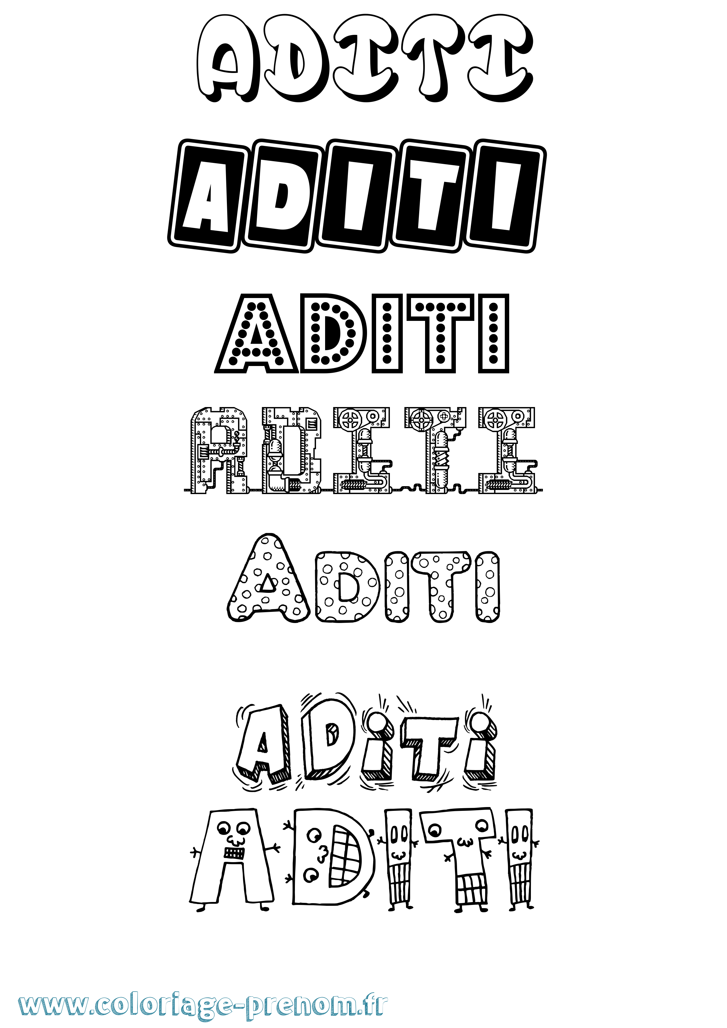 Coloriage prénom Aditi Fun