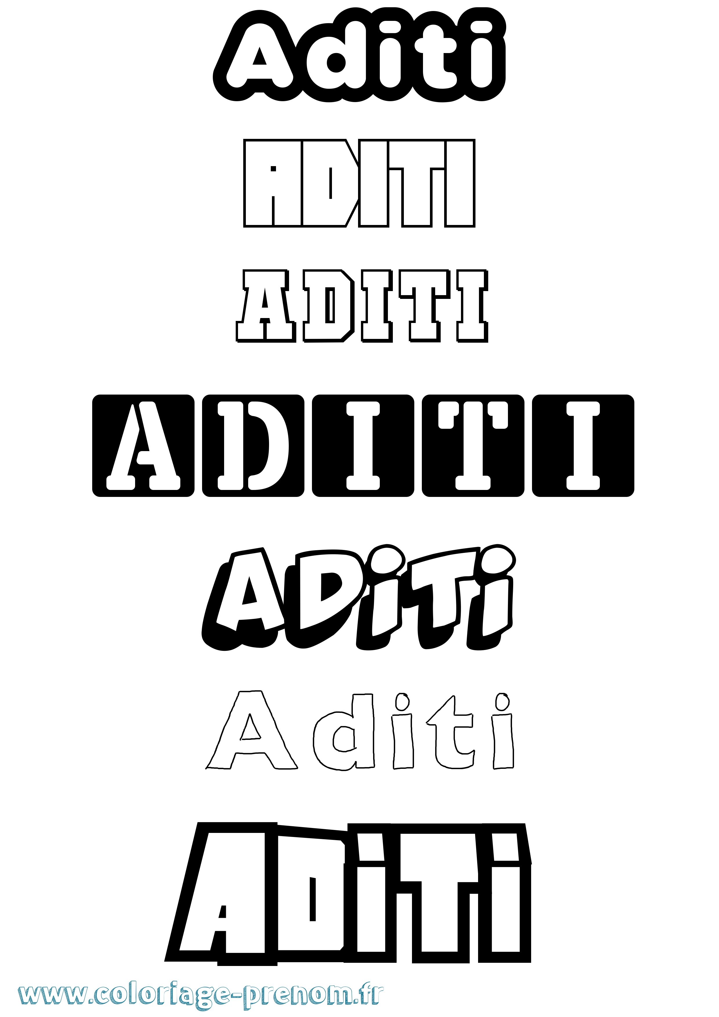 Coloriage prénom Aditi Simple