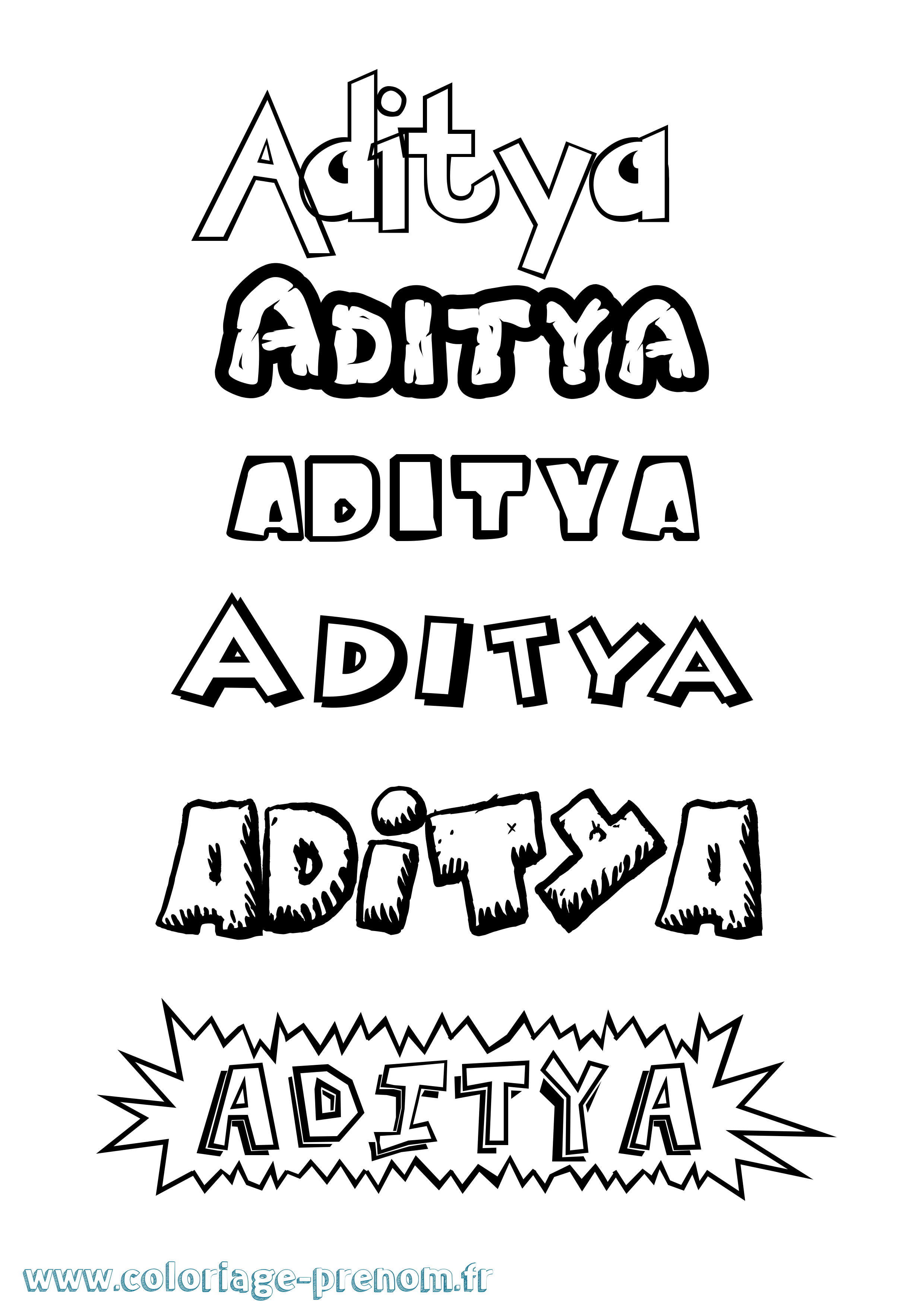 Coloriage prénom Aditya Dessin Animé