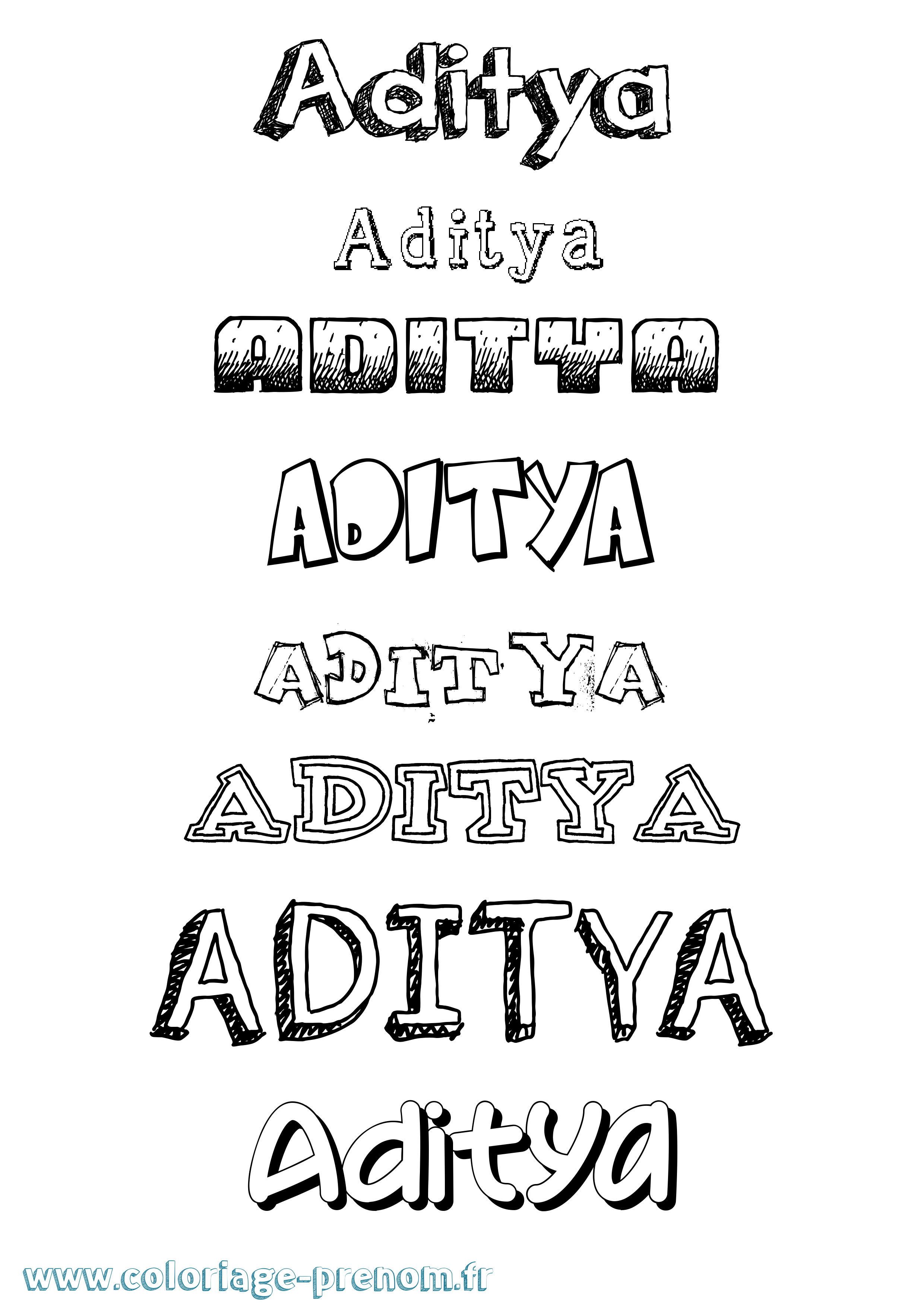 Coloriage prénom Aditya Dessiné