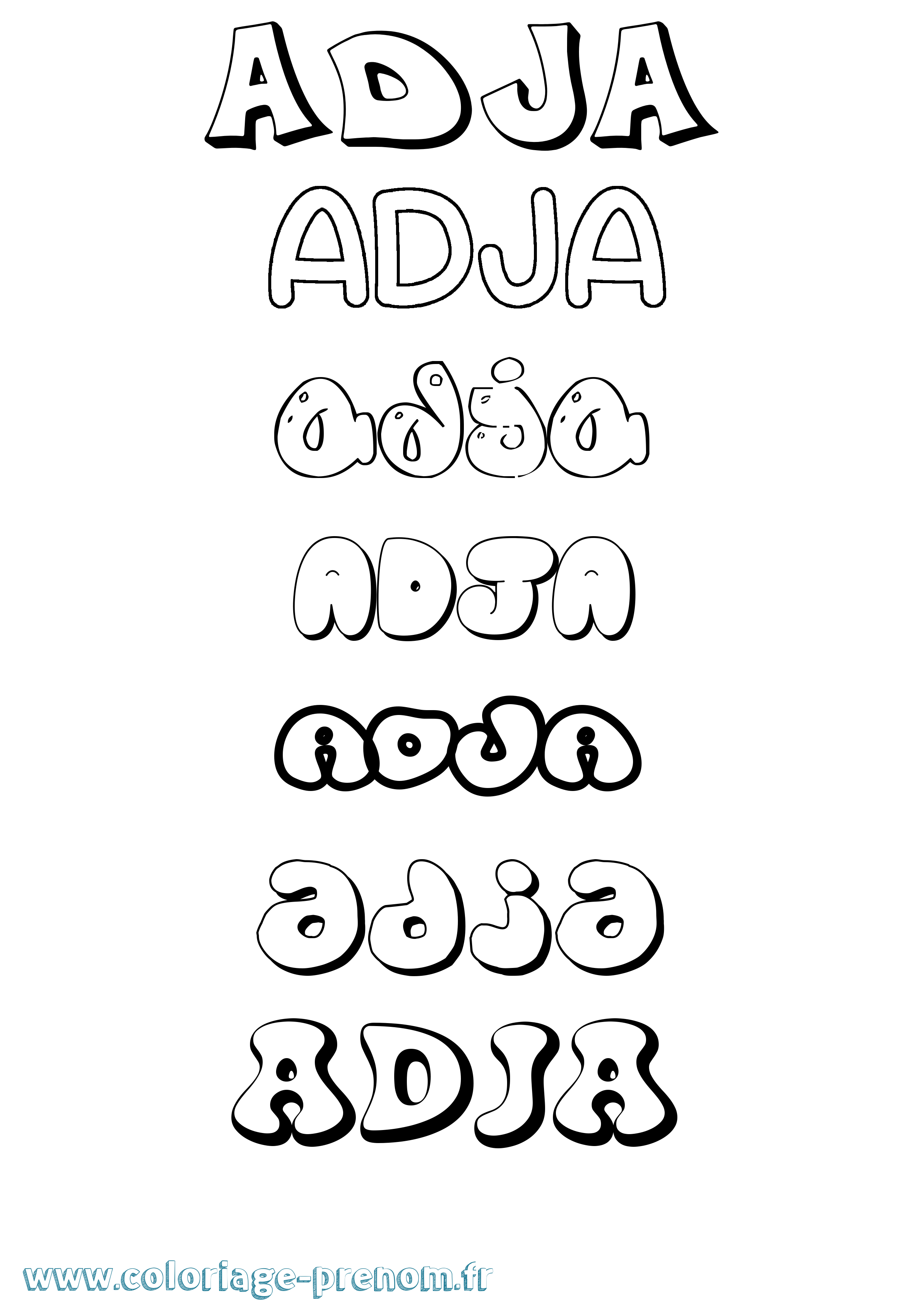 Coloriage Adja Bubble Coloriage prénom Adja Bubble