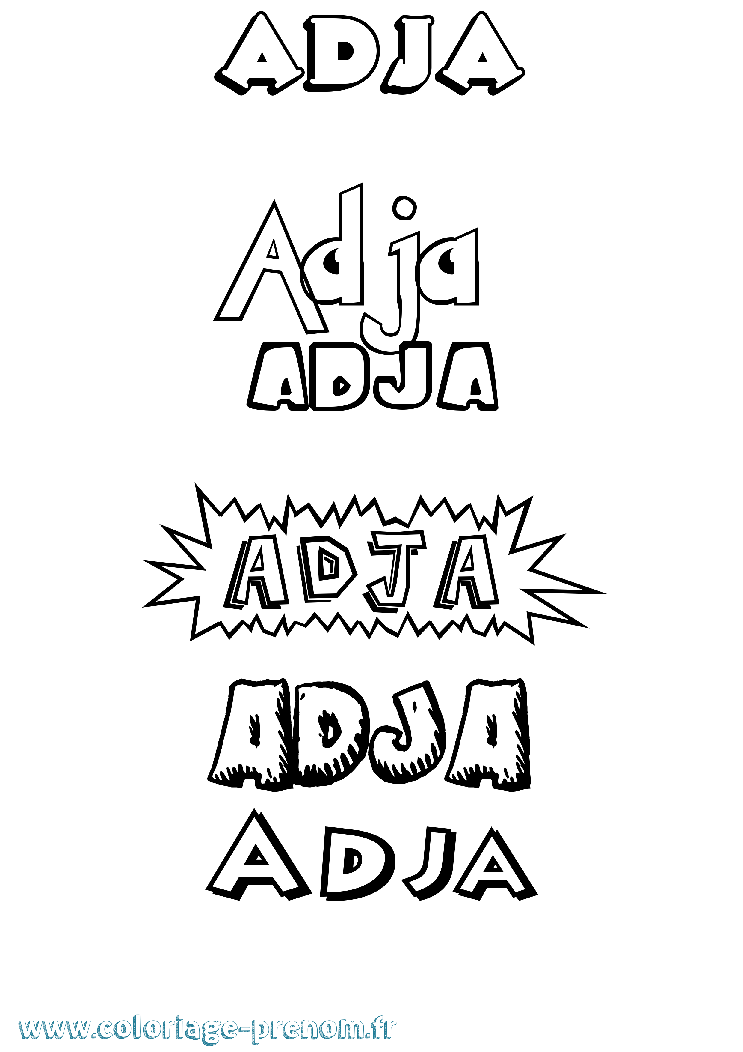 Coloriage Adja Dessin Animé Coloriage prénom Adja Dessin Animé