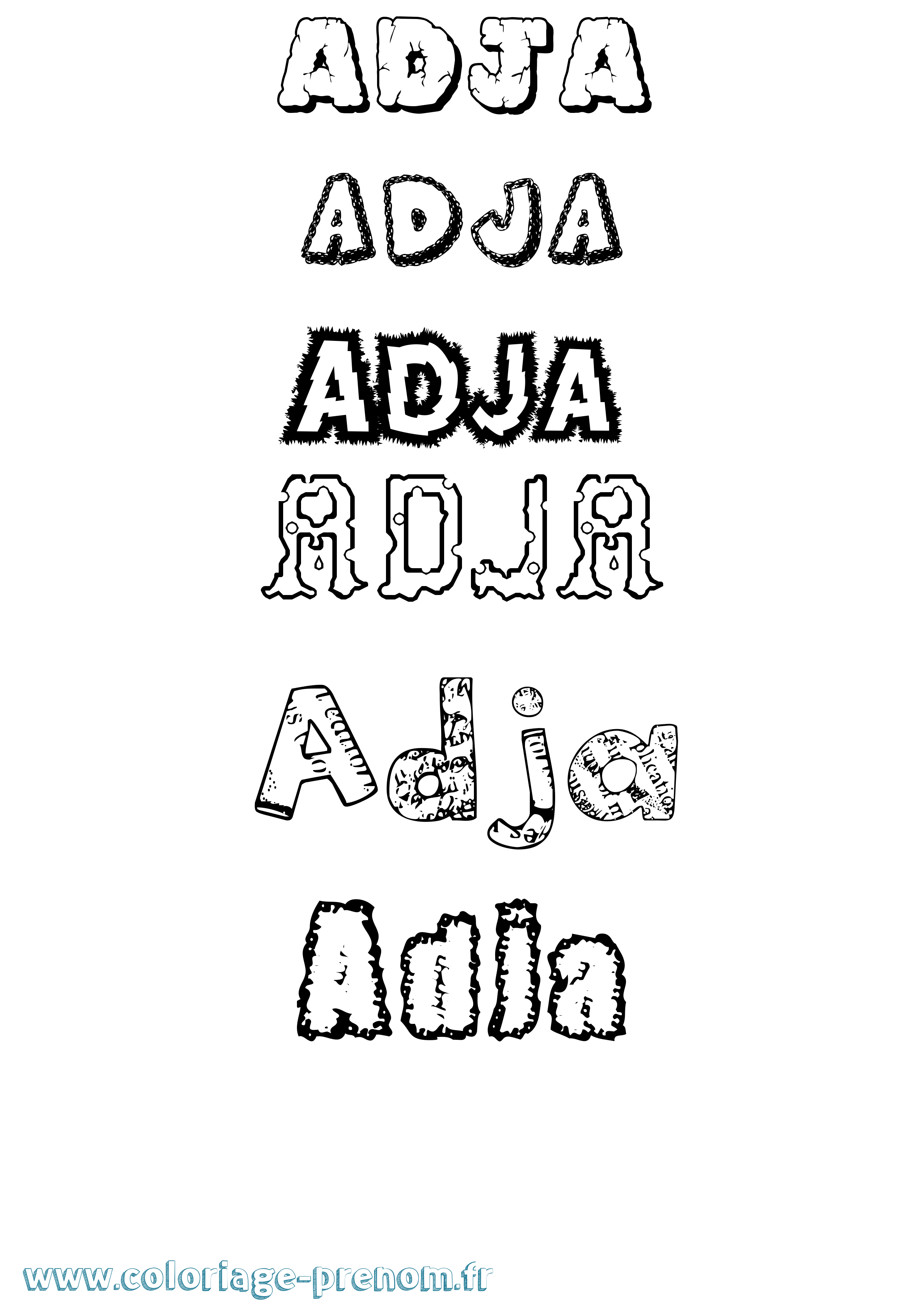Coloriage Adja Destructuré Coloriage prénom Adja Destructuré