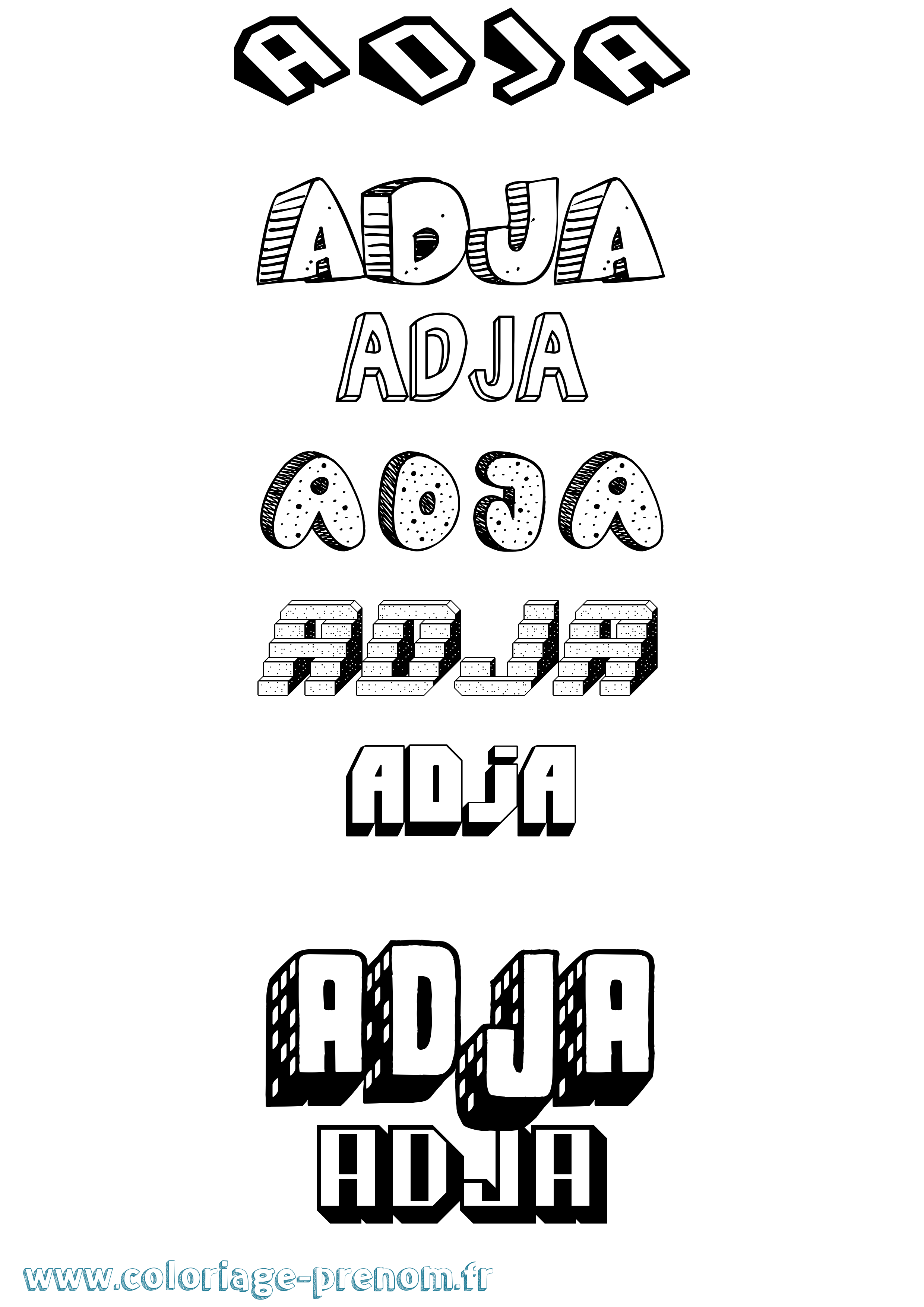 Coloriage Adja Effet 3D Coloriage prénom Adja Effet 3D
