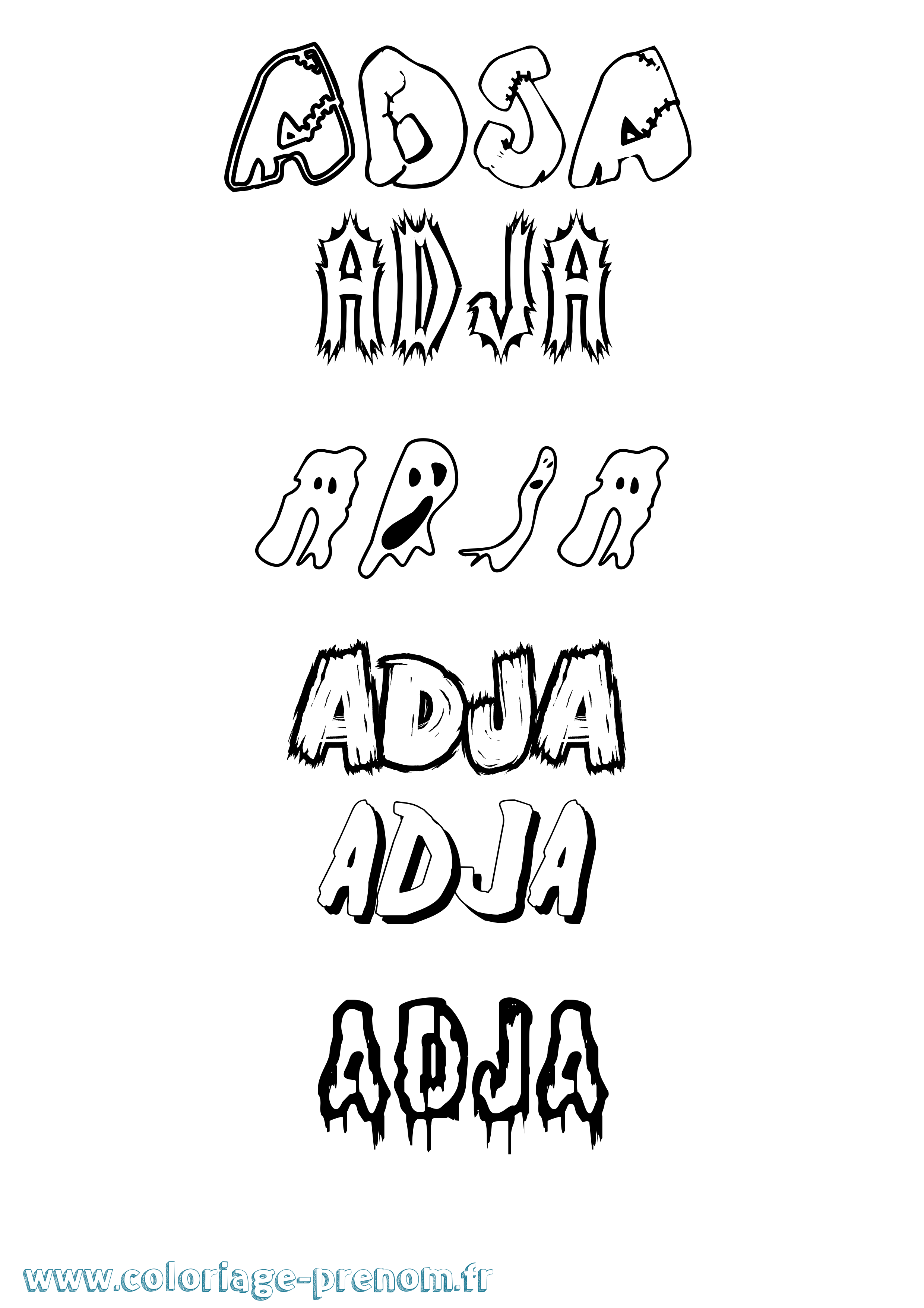 Coloriage Adja Frisson Coloriage prénom Adja Frisson