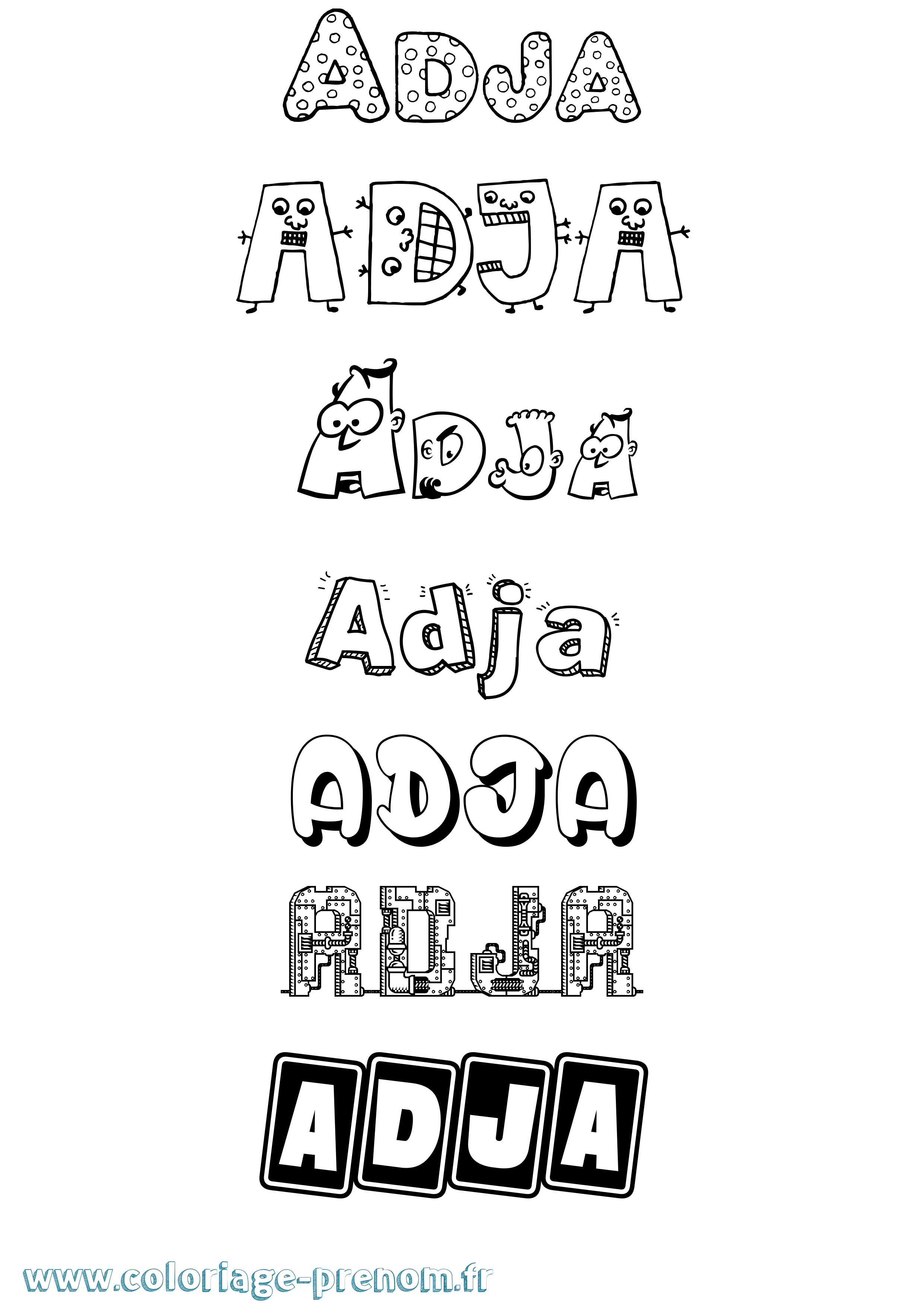 Coloriage Adja Fun Coloriage prénom Adja Fun